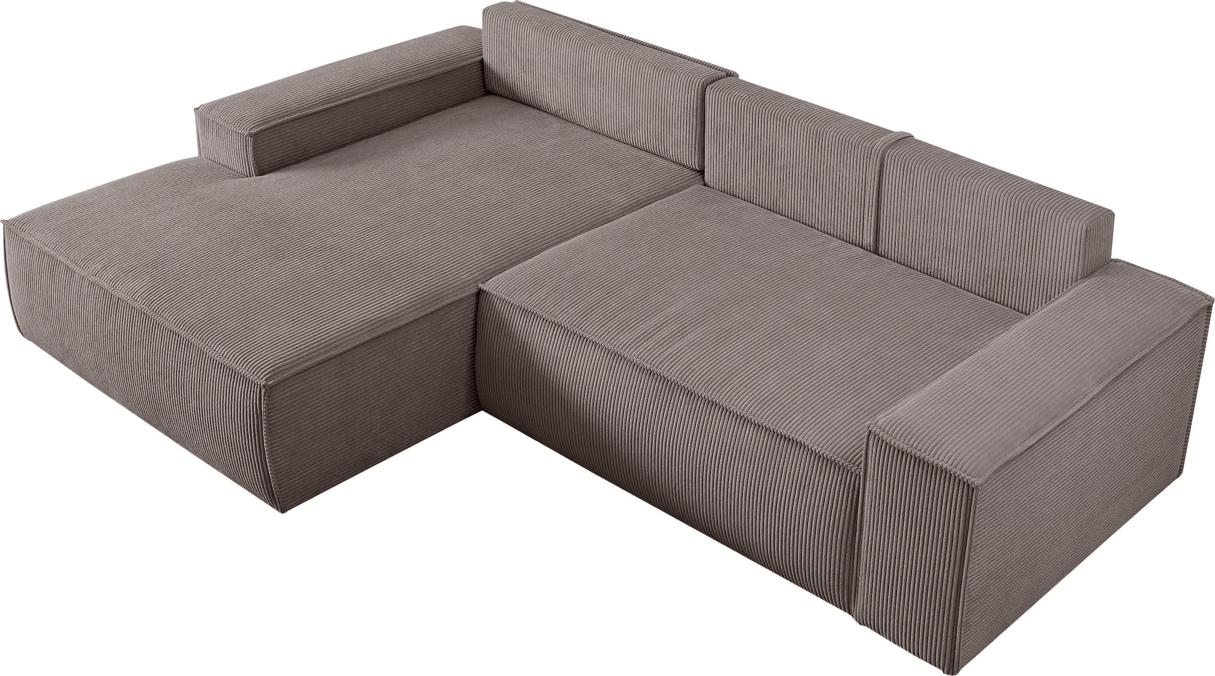 Home affaire Ecksofa »SHERWOOD Schlafsofa 267 cm, L-Form,«, Schlaffunktion mit Bettkasten (210x136 cm), Cord, Vintage, Samtvelours