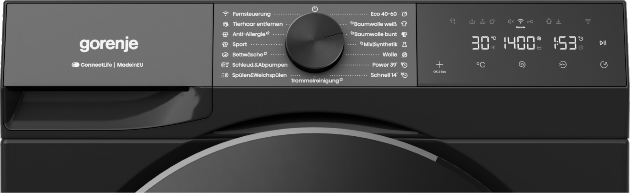 GORENJE Waschmaschine G400 »W53G494A1P1B« 9 kg 1400 U/min selbstreinigende Waschmittelschublade, FastWash