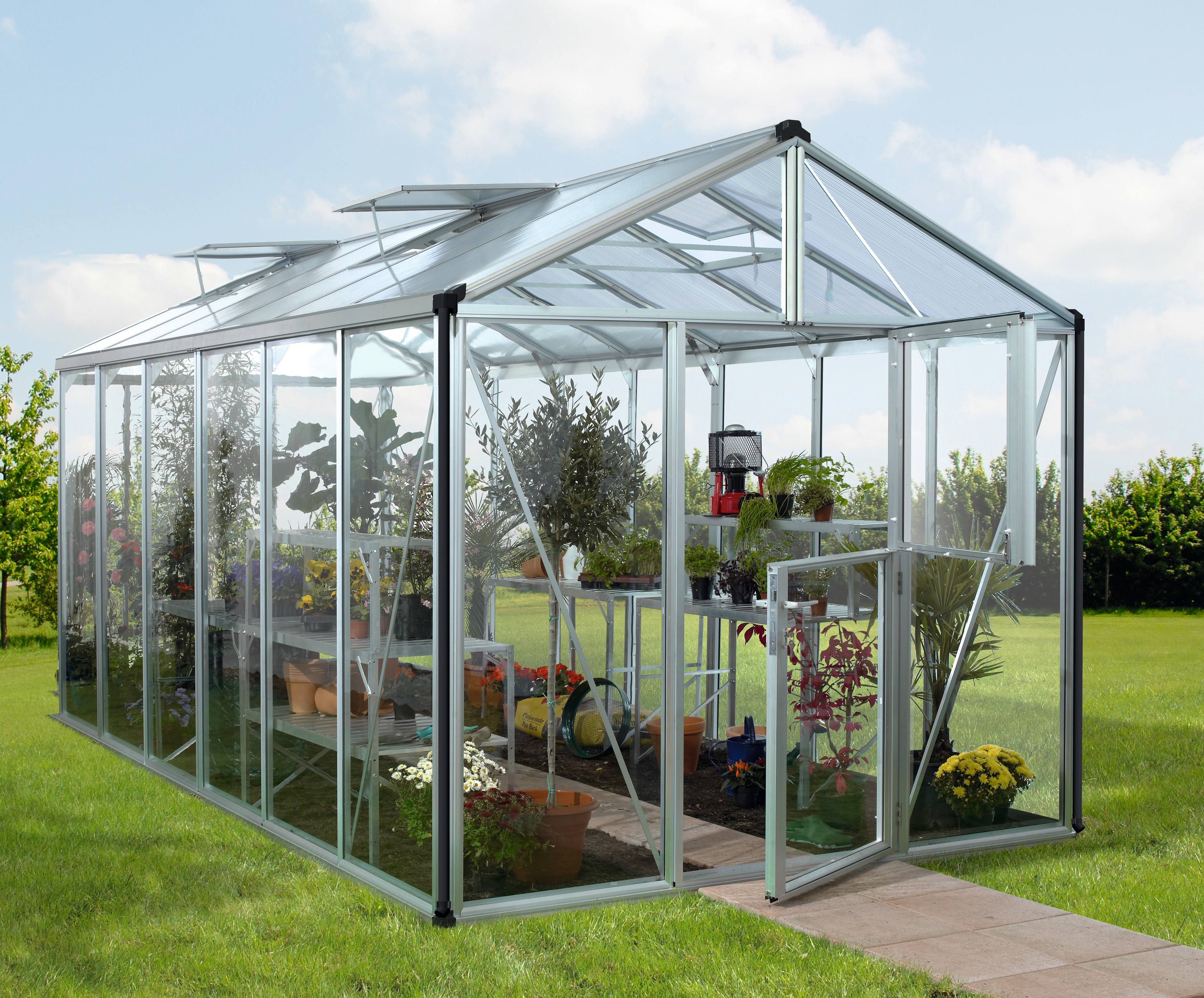 Vitavia Gewächshaus »Zeus 11900« in silberfarben, Größe B/H/T: 266 cm x 473 cm