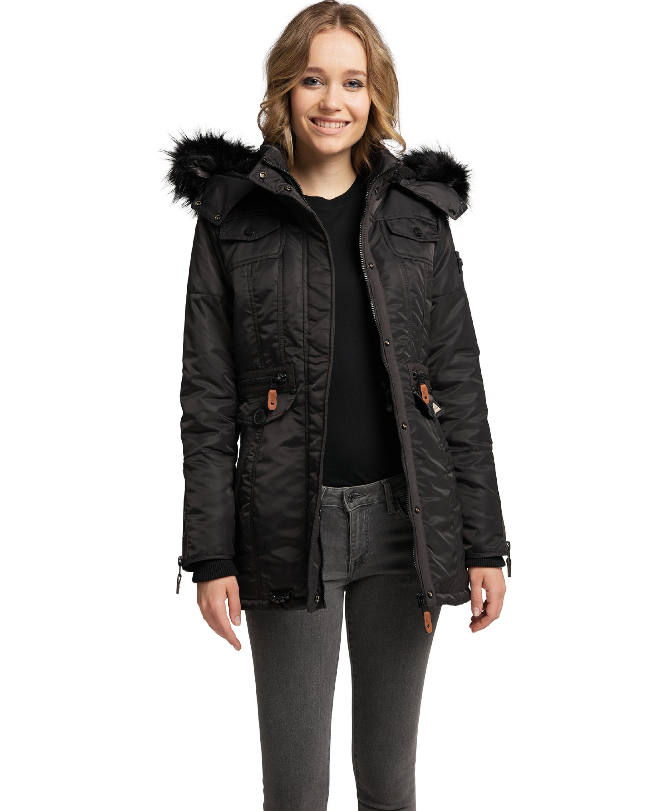 Navahoo Steppjacke »Wintermantel Schätzchen«, mit Kapuze, warmer Winterparka mit Kunstfellkapuze