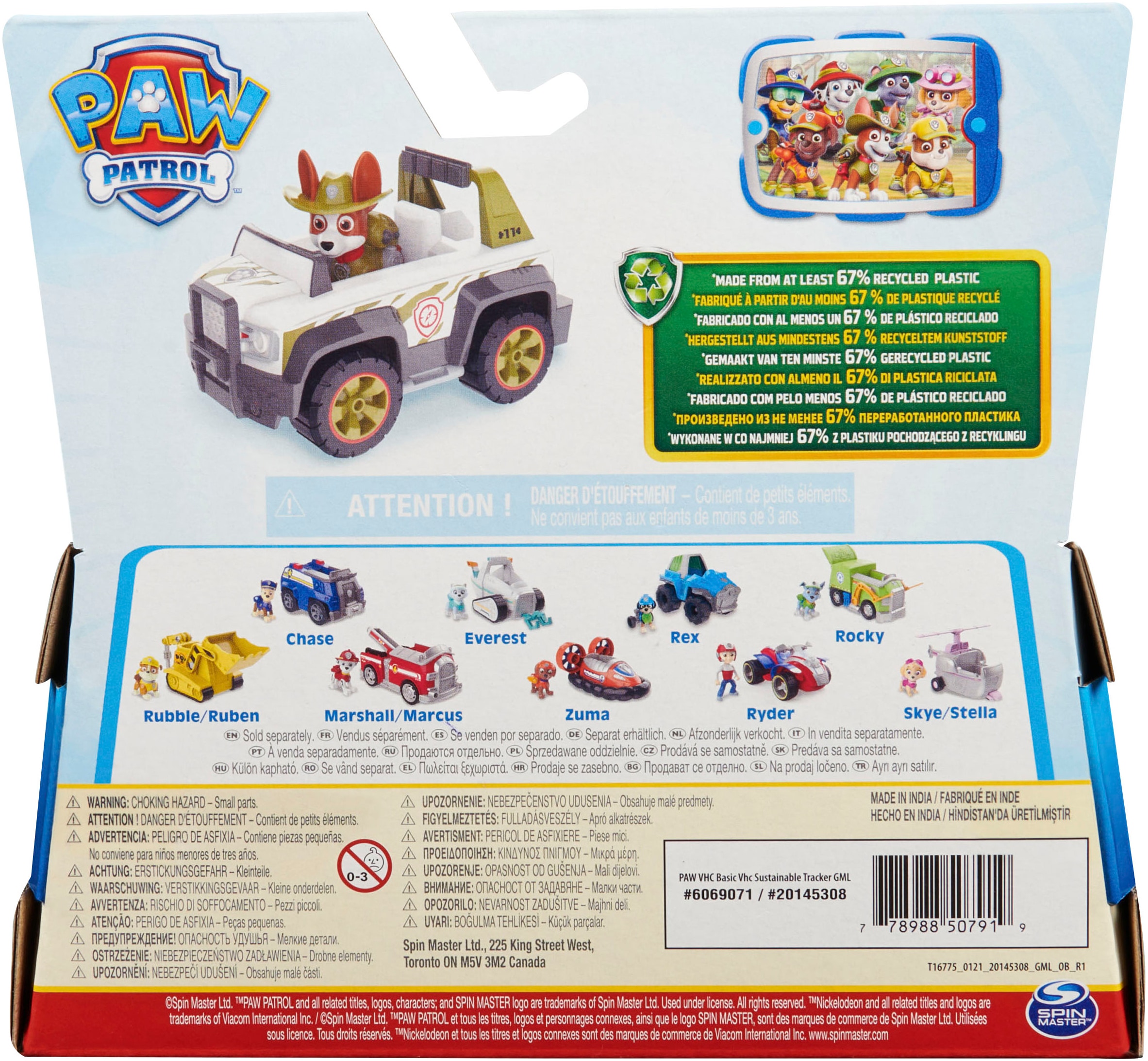 Spin Master Spielzeug-Auto »Paw Patrol - Sust. Basic Vehicle Tracker«, zum Teil aus recycelten Material