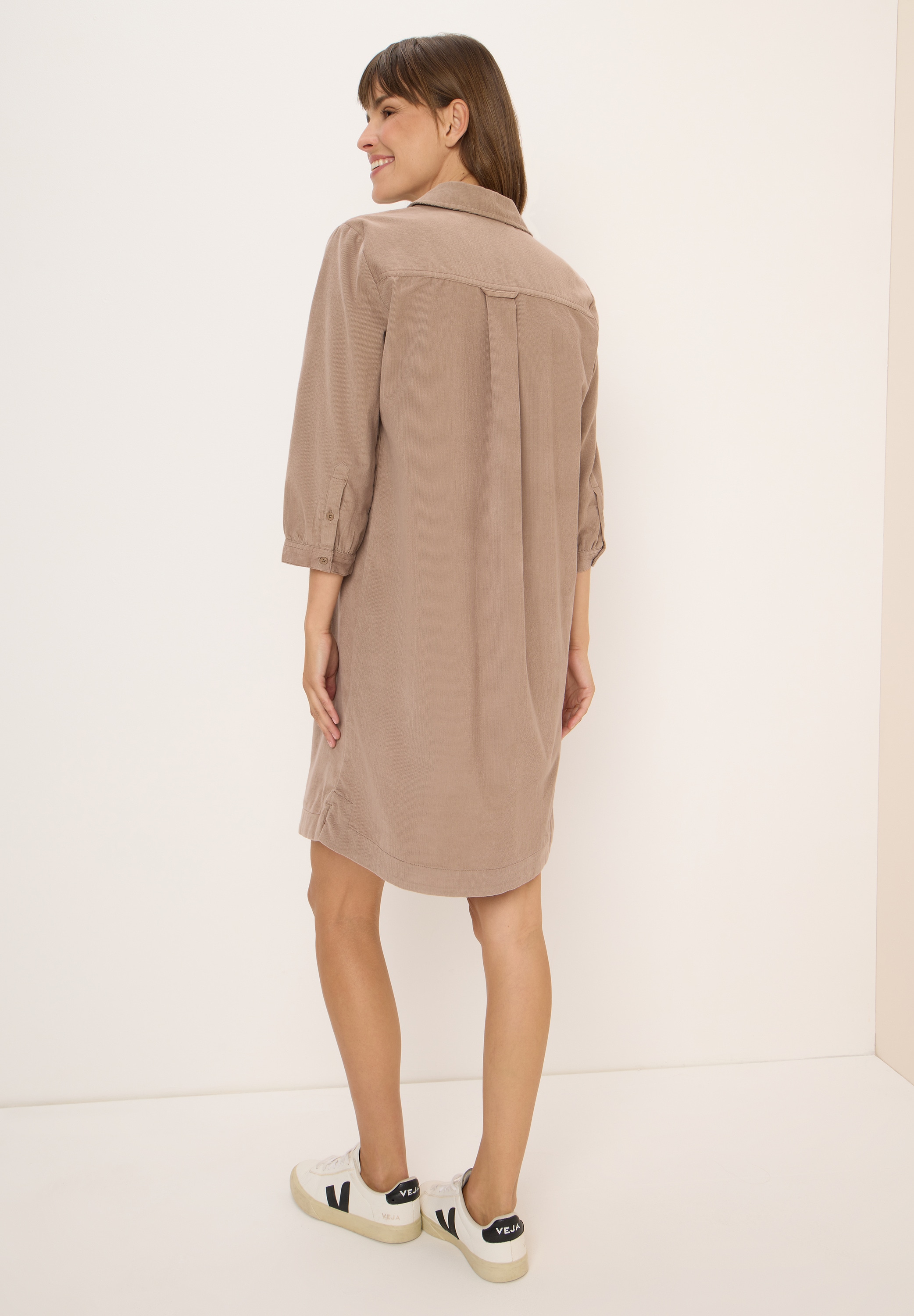 Cecil Cordkleid, aus reiner Baumwolle, Split Neck