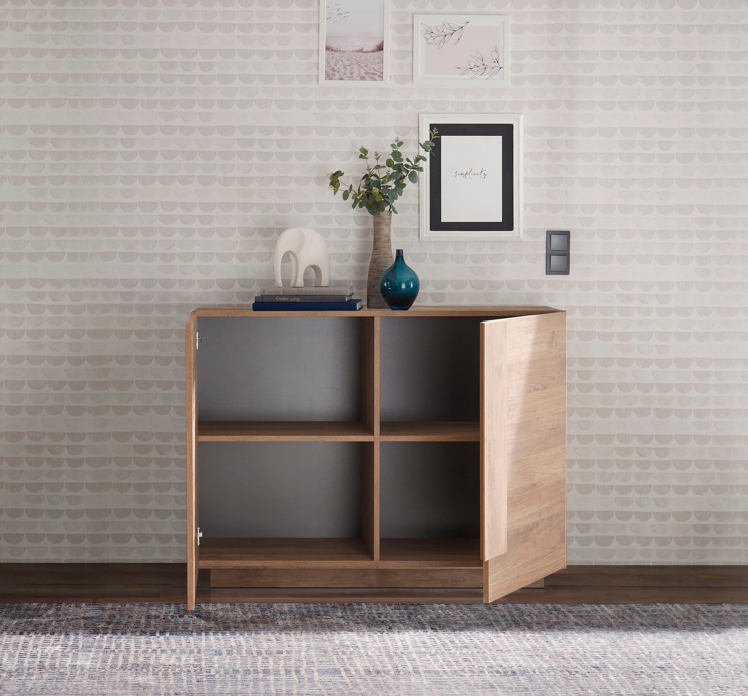 Home affaire Sideboard »Jupiter, Breite 121 cm, Kommode 2 Türen - Soft Closing, Anrichte,« moderne Griffblende, FSC®, cleveres Stauraumkonzept