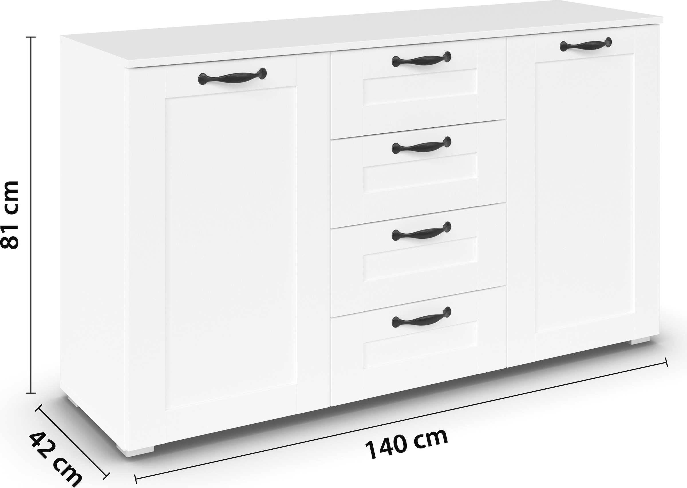 rauch Kombikommode »Cottage by Aditio«, in skandinavischem Landhausstil, 4 Schubladen mit Softclose-Funktion
