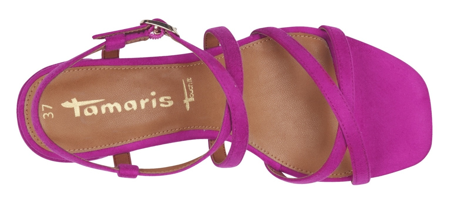 Tamaris Sandalette, Sommerschuh, Sandale, Blockabsatz, mit feinen Riemchen