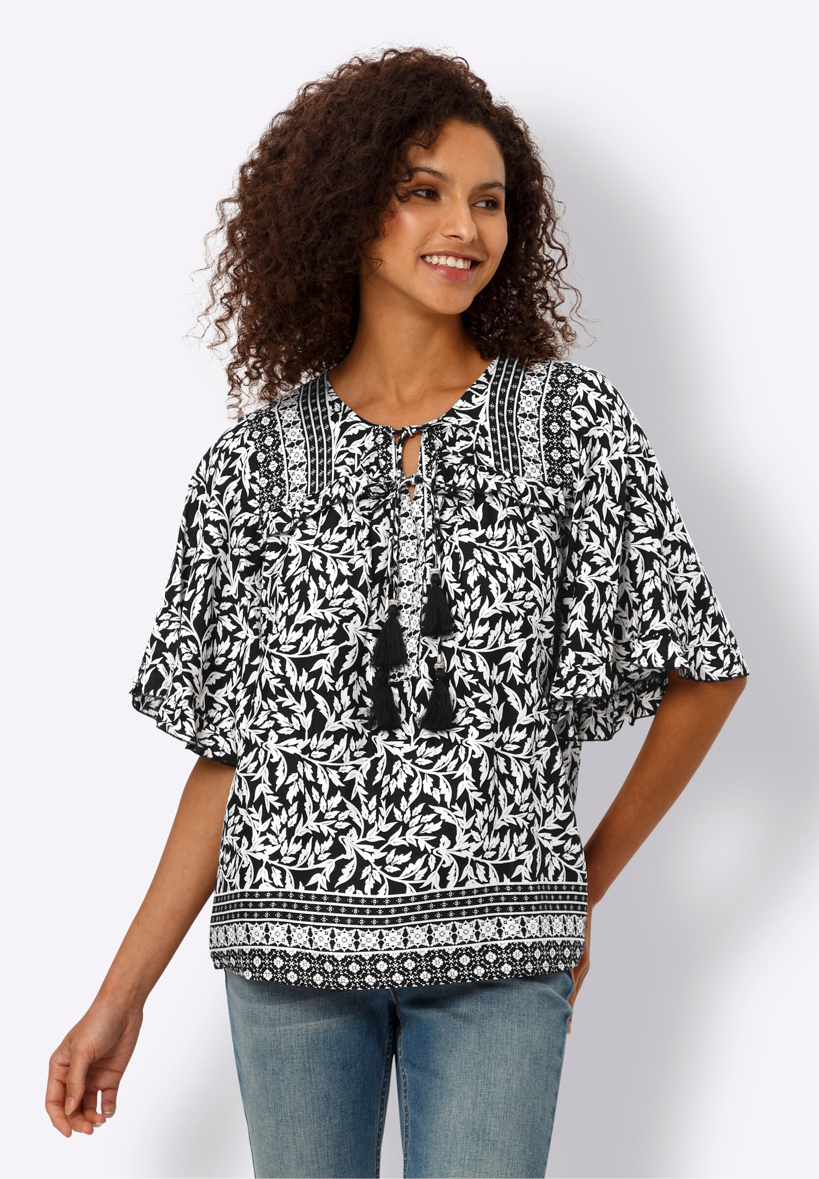 heine Rüschenbluse »Druckbluse Druckbluse mit Blumen-Druck«