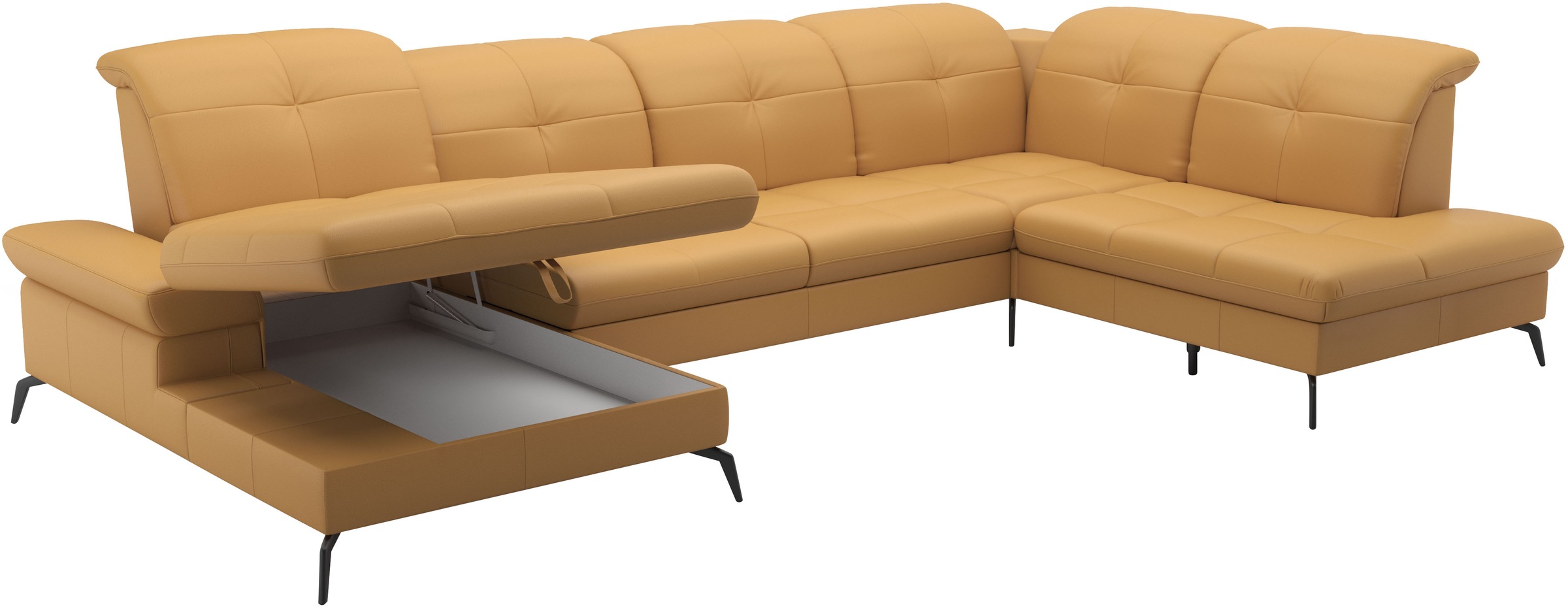 sit&more Wohnlandschaft »Amica, U-Form, inkl. Sitztiefenverstellung und Armteilverstellung«, wahlweise mit Kopfteilverstellung, Bettfunktion und Bettkasten