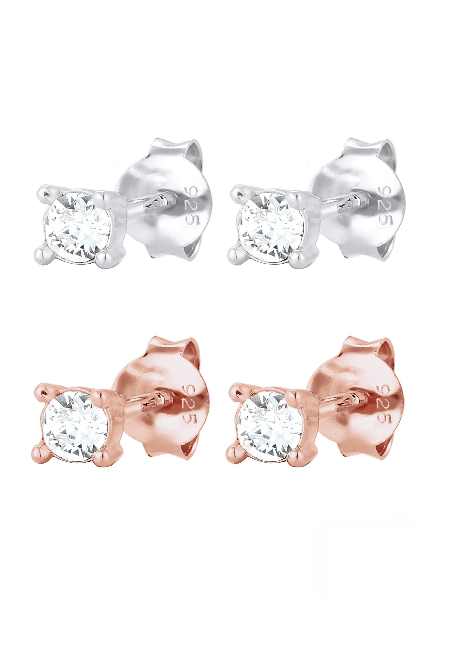 Elli Ohrstecker-Set »Ohrringe Ohrstecker mit Stein Glas Kristalle 2er Set 925 Sterling Silber Bicolor«