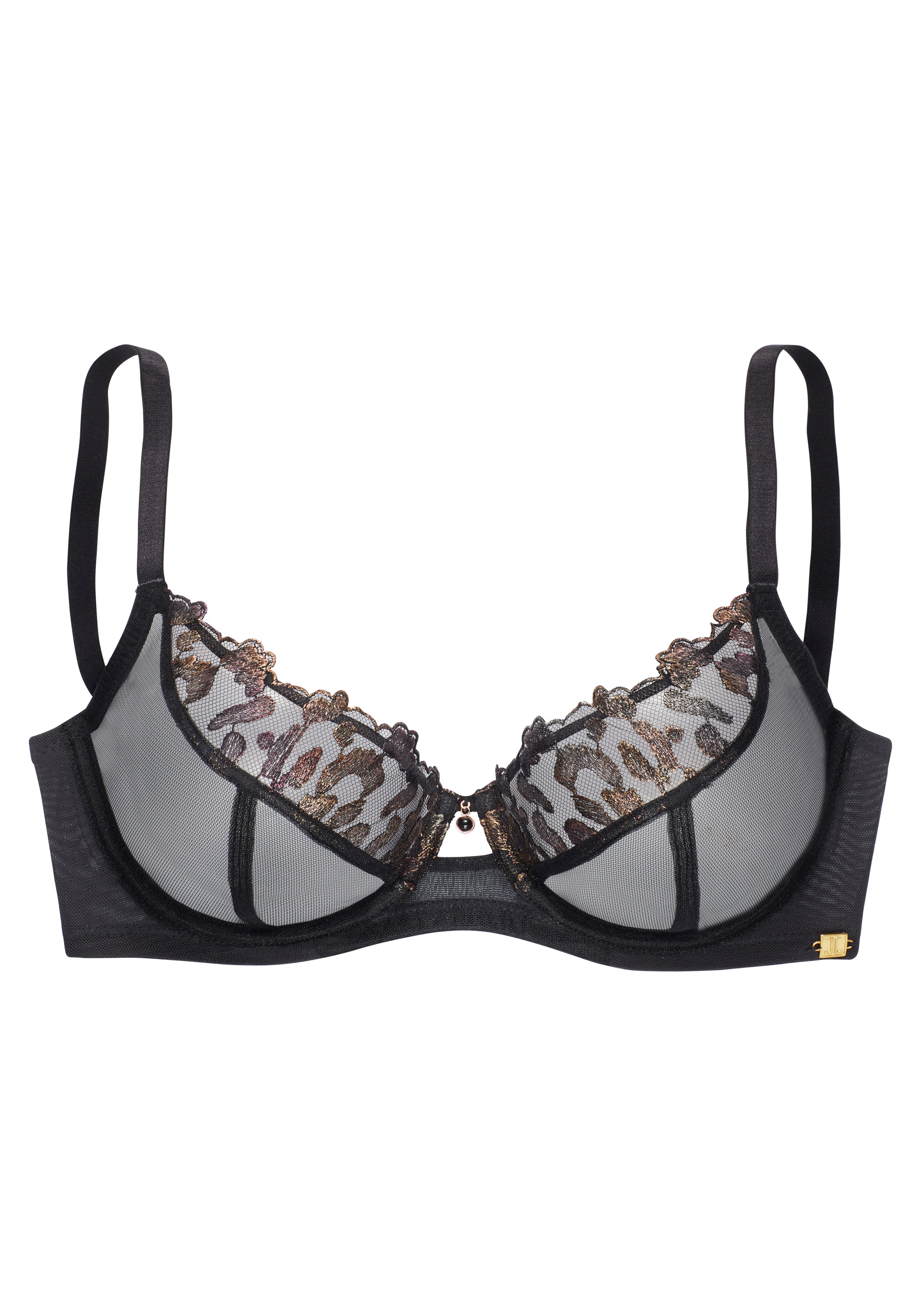 JETTE Bügel-BH aus hochwertiger Stickereispitze mit Glitzer-Effekten