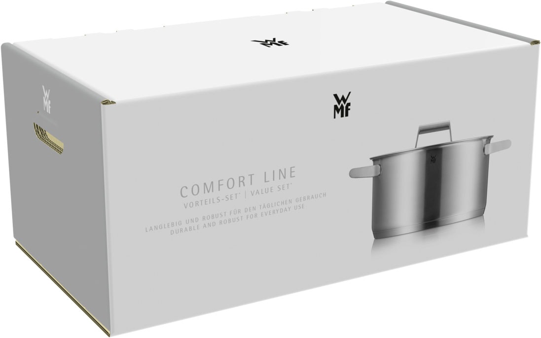 WMF Topf-Set »Comfort Line Induktion, Kochtopf Set mit Glasdeckel, mattiert« 3x Fleischtopf Ø /16/20/24cm, 1 Bratentopf Ø 20cm, 1 Kasserolle Ø16 cm,  Cromargan® Edelstahl Rostfrei 18/10