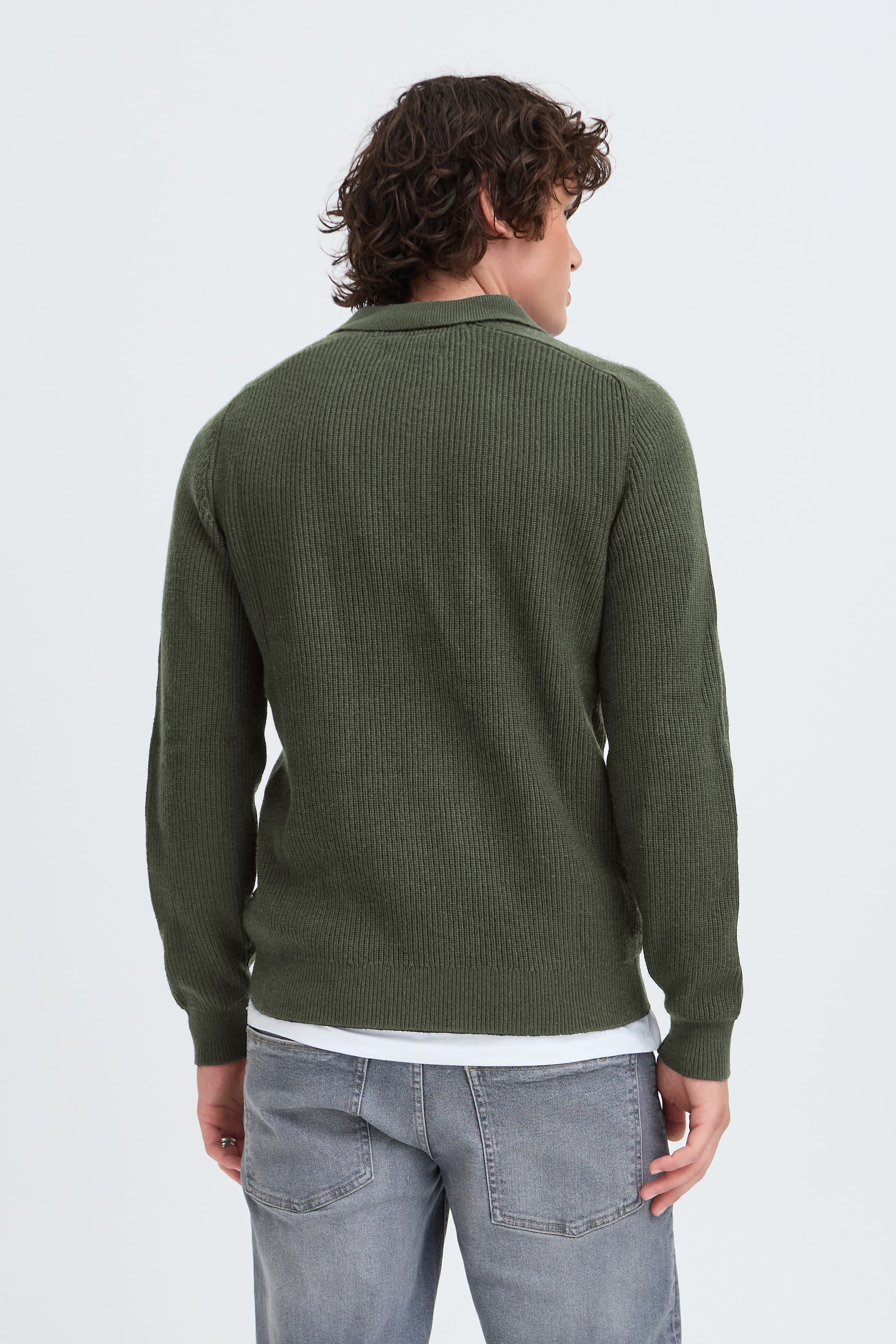 Blend Rundhalspullover »BHBOS KNIT POLO« Materialmix, regular fit