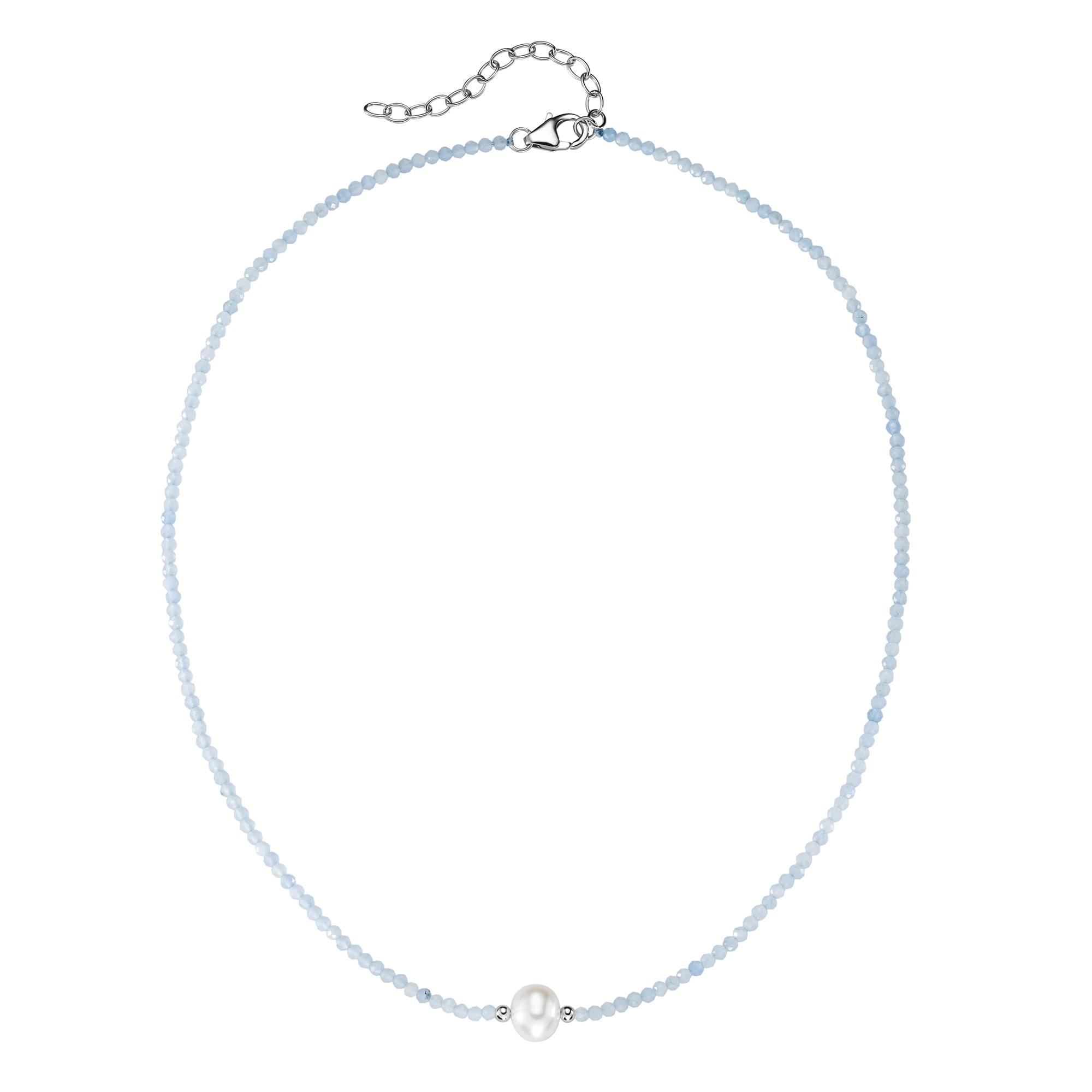 Smart Jewel Collier »Collier mit Stein-Kugeln + Muschelkern-Perle, Silber 925«