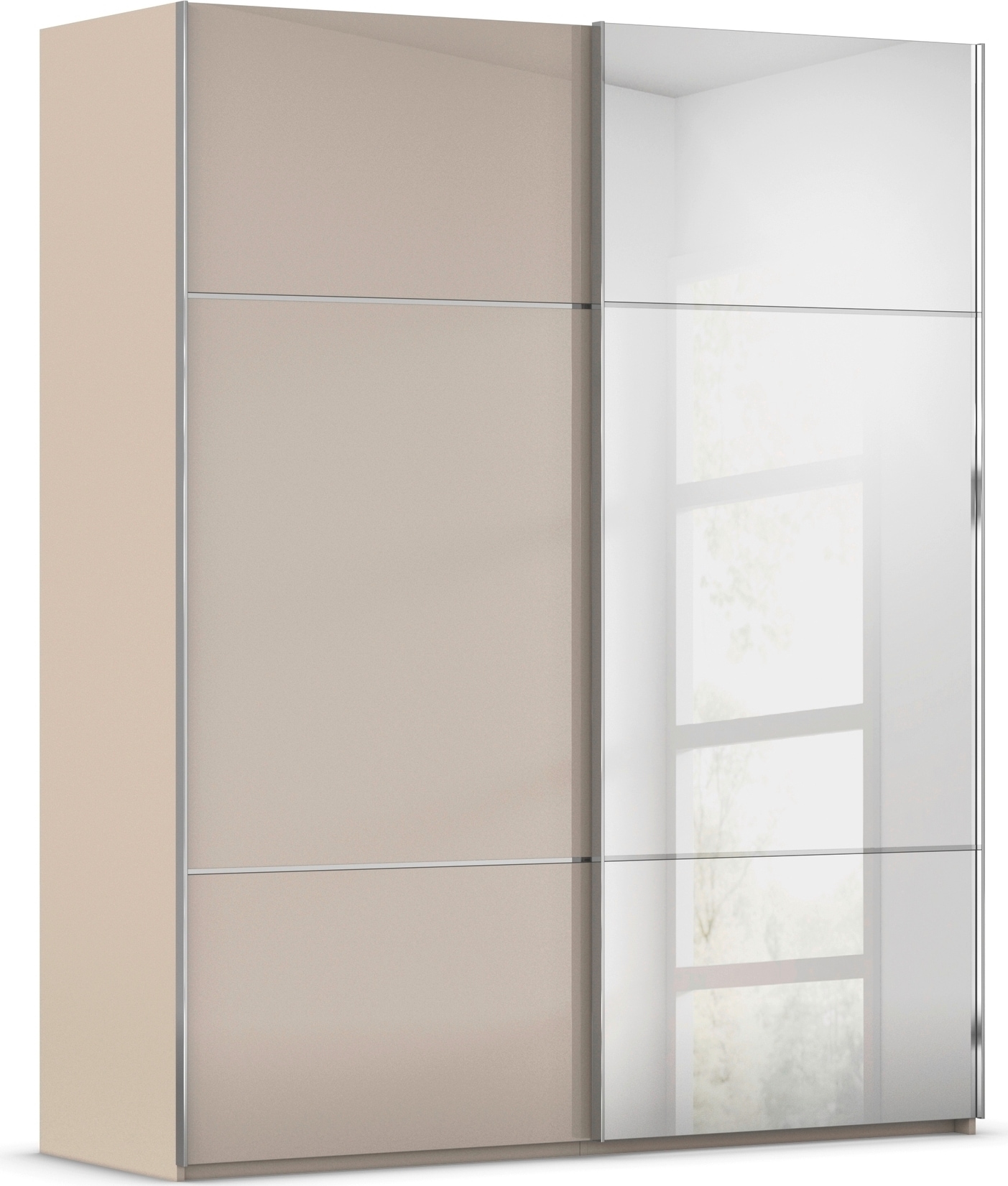 rauch Schwebetürenschrank »Kleiderschrank Schrank Garderobe Schlafzimmerschrank SCALE-TRIO« edle dreigeteilte Front mit 2 Zierleisten Spiegel/Glas MADE IN GERMANY