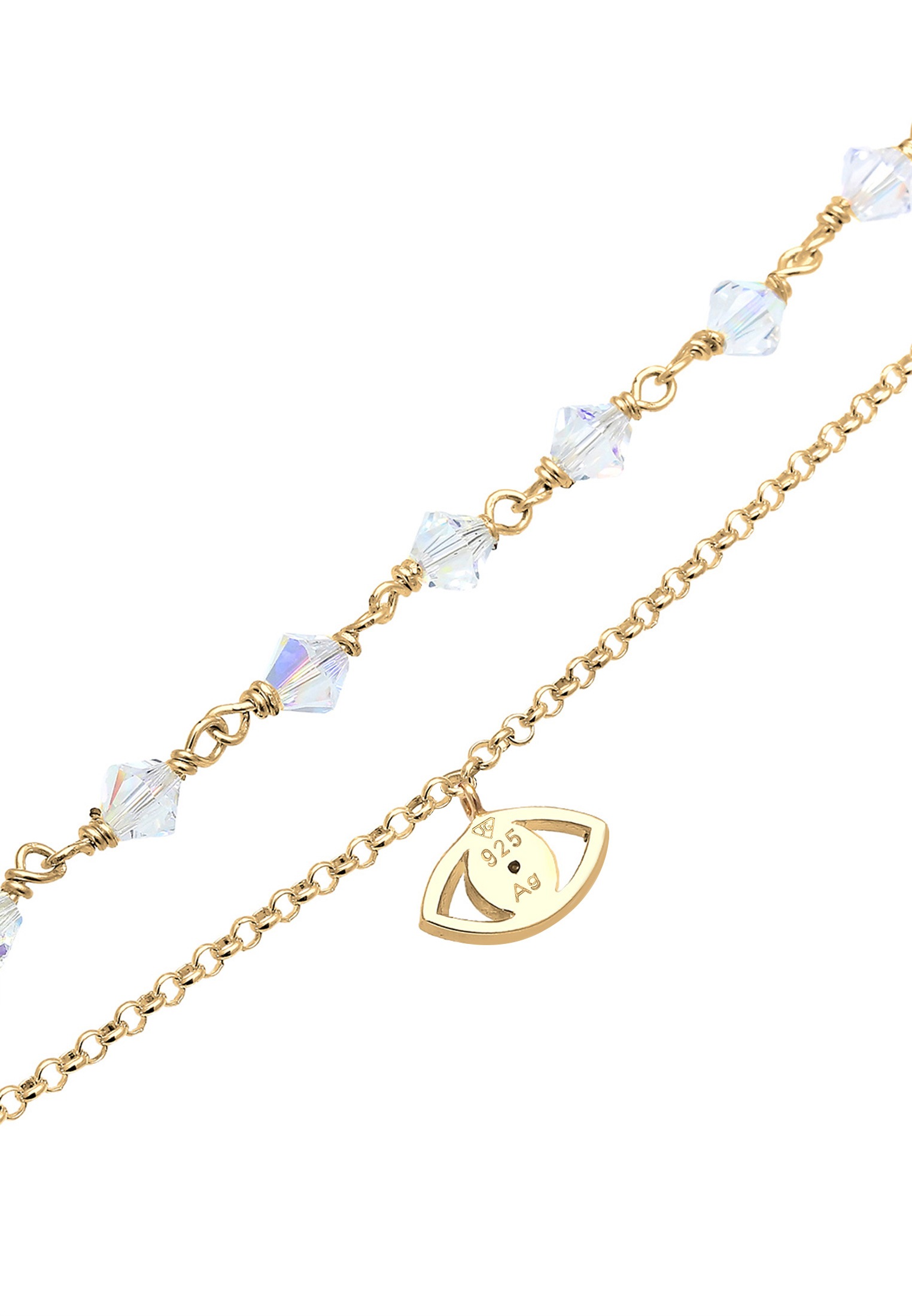 Elli Armkette »Armband Evil Eye Weiß 925 Silber vergoldet, mit Kristallen von Swarovski®«
