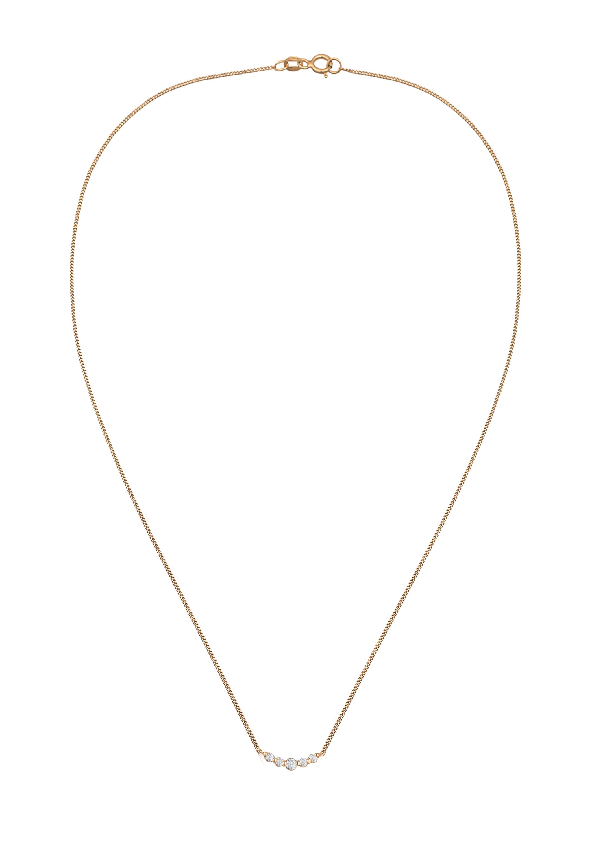 Elli DIAMONDS Silberkette »Halskette Diamant Weiß Brillantschliff (0.09 ct) 585 Gelbgold«