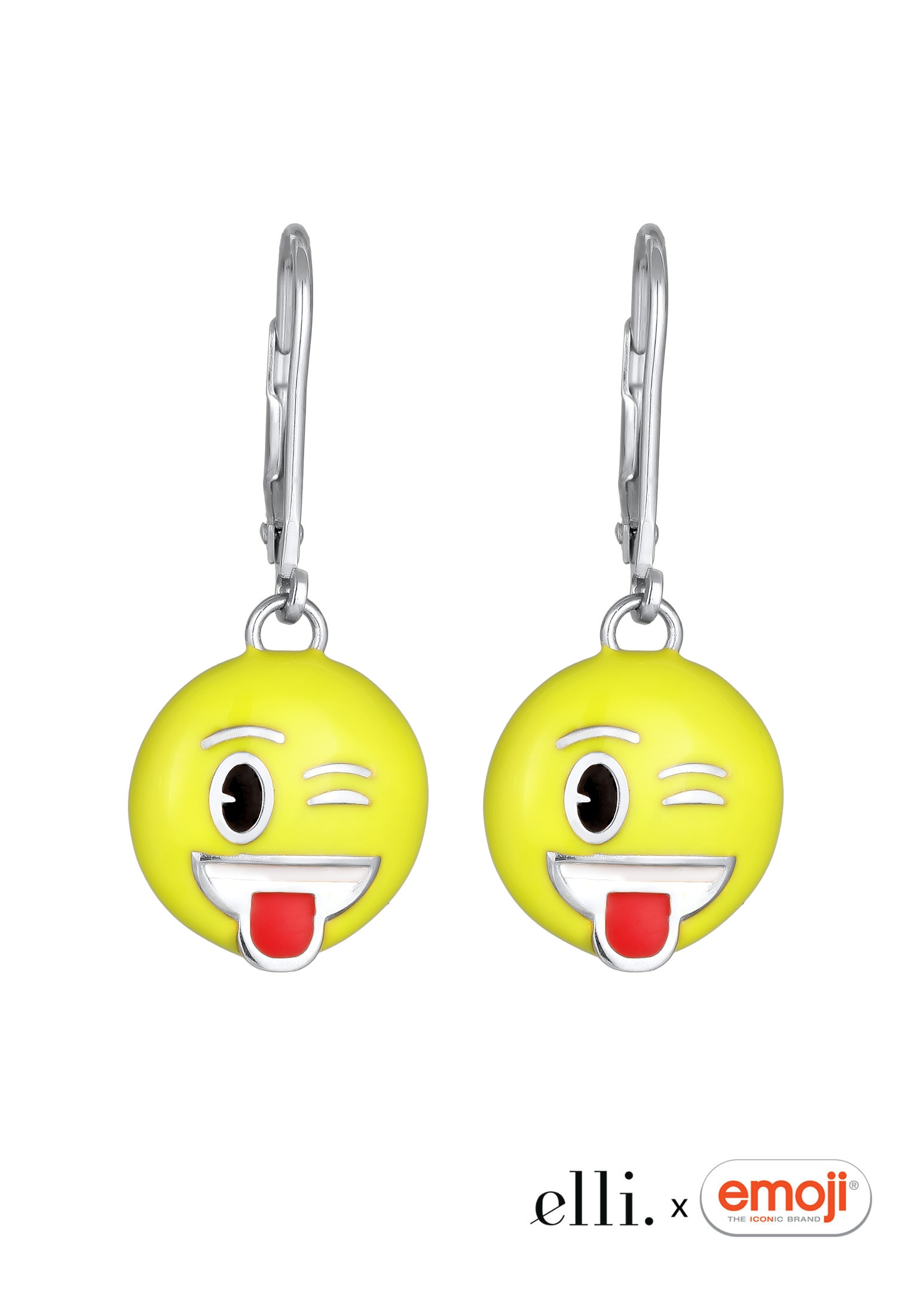 Elli Paar Ohrhänger »Ohrringe Smiling Face Zwinkern Emoji 925 Sterling Silber«