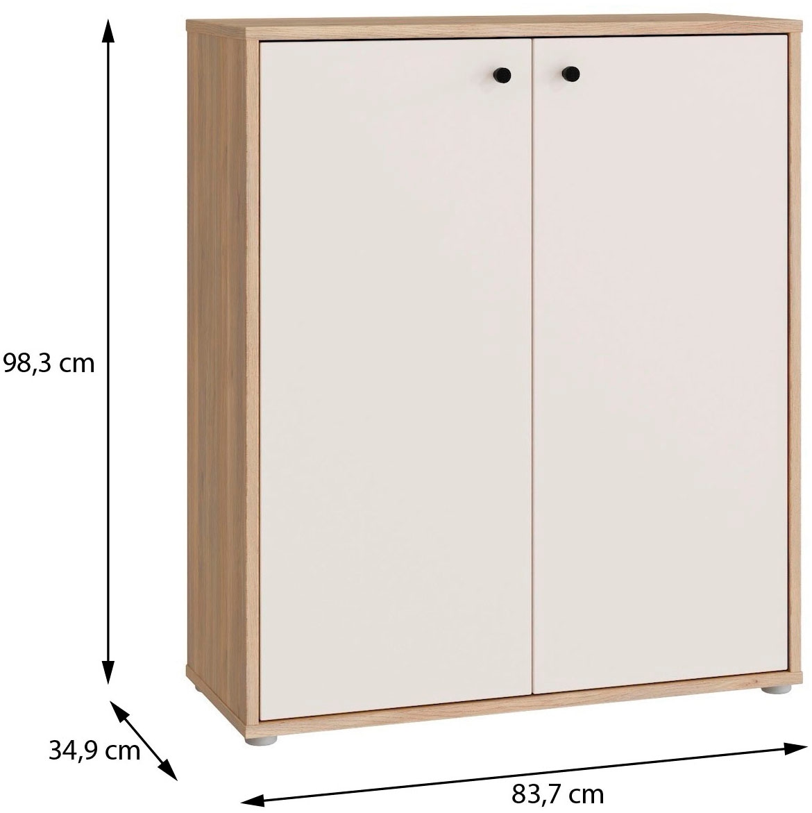FORTE Schuhschrank Metallgriffe Schwarz B/H/T 83,7/98,3/34,9cm Soft Close