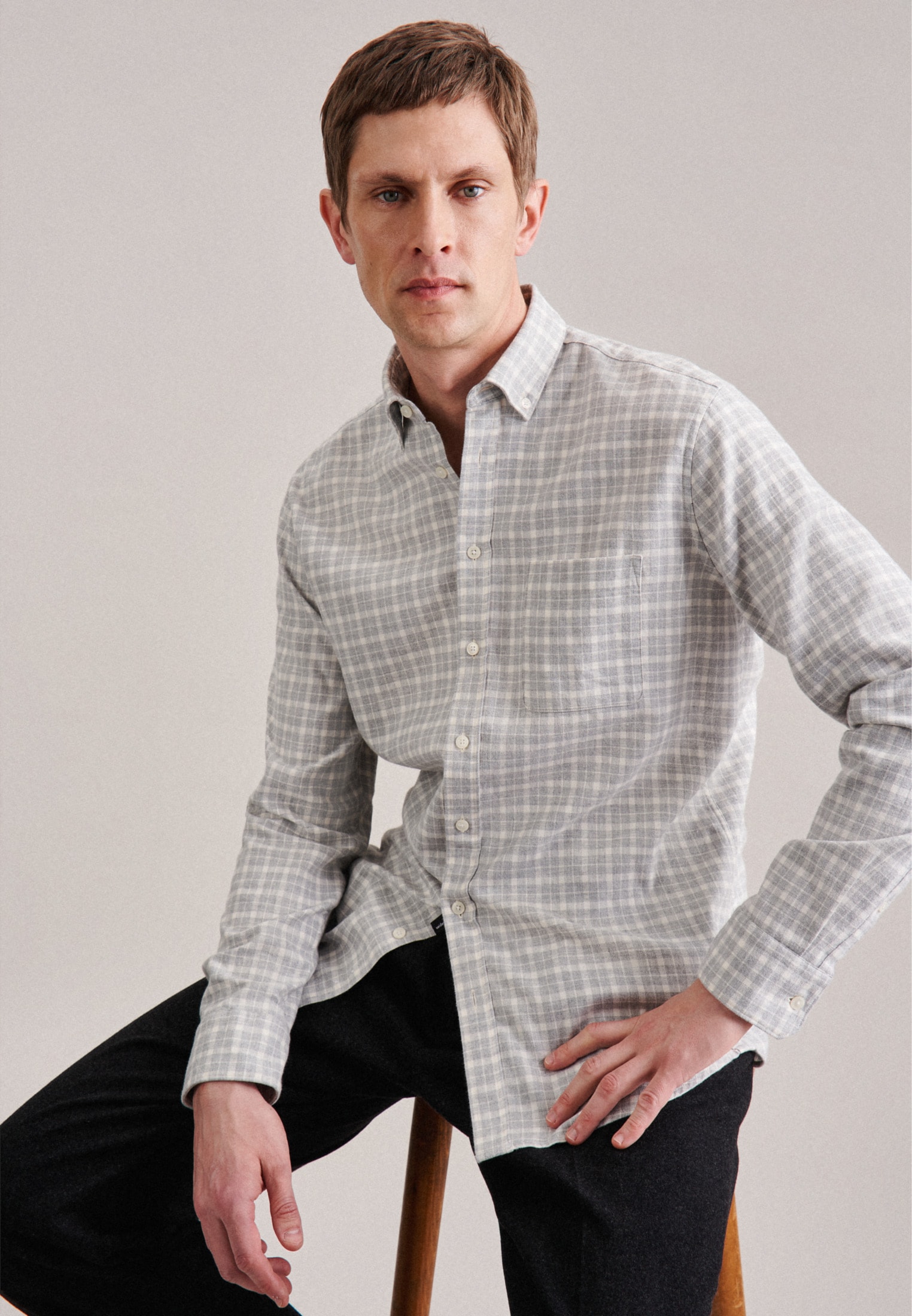 seidensticker Businesshemd »Schwarze Rose«, Regular Langarm Button-Down-Kragen Karo