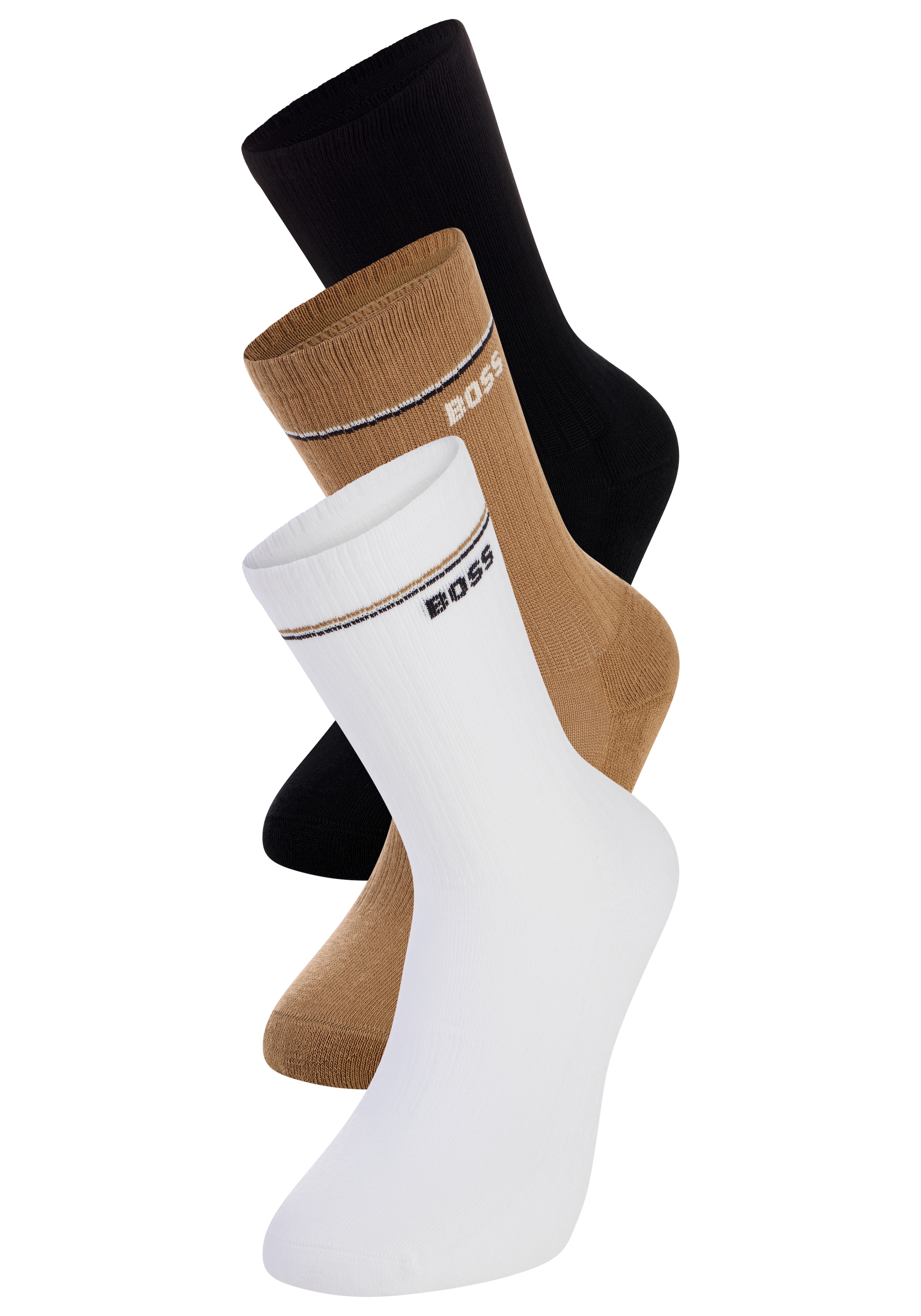 BOSS Basicsocken »3P QS Iconic CC SP W« 3 Paar tlg. kontrastfarbene Details