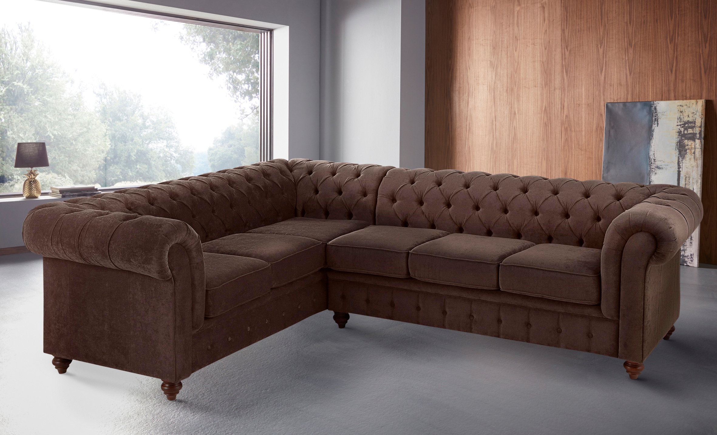 Home affaire Chesterfield-Sofa »Chesterfield Ecksofa, auch in Leder L-Form« hochwertige Knopfheftung , langer Schenkel links oder rechts wählbar