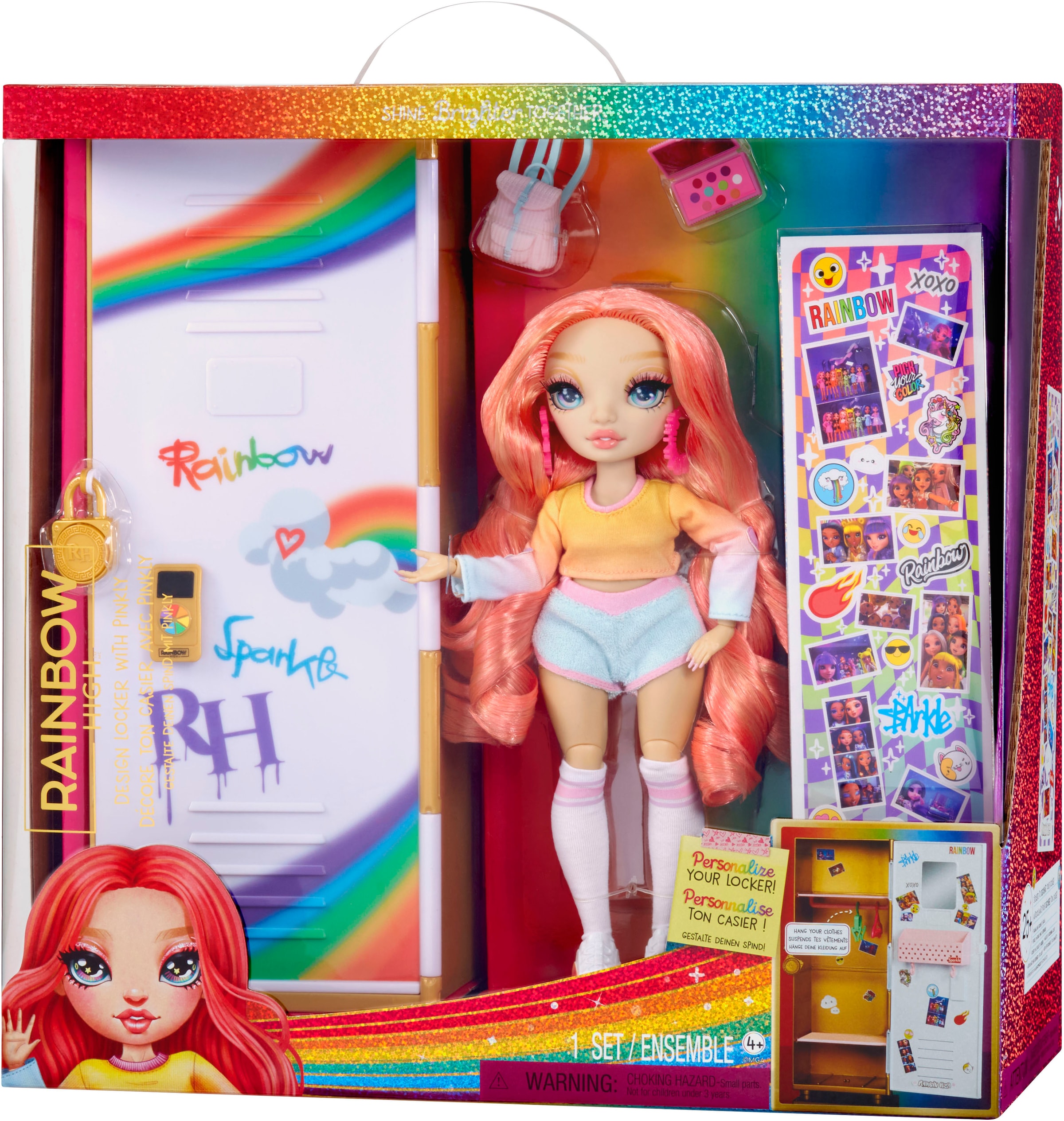 RAINBOW HIGH Puppenkleiderschrank »Rainbow High Locker and Doll Playset«, inklusive Puppe Pinkly Page