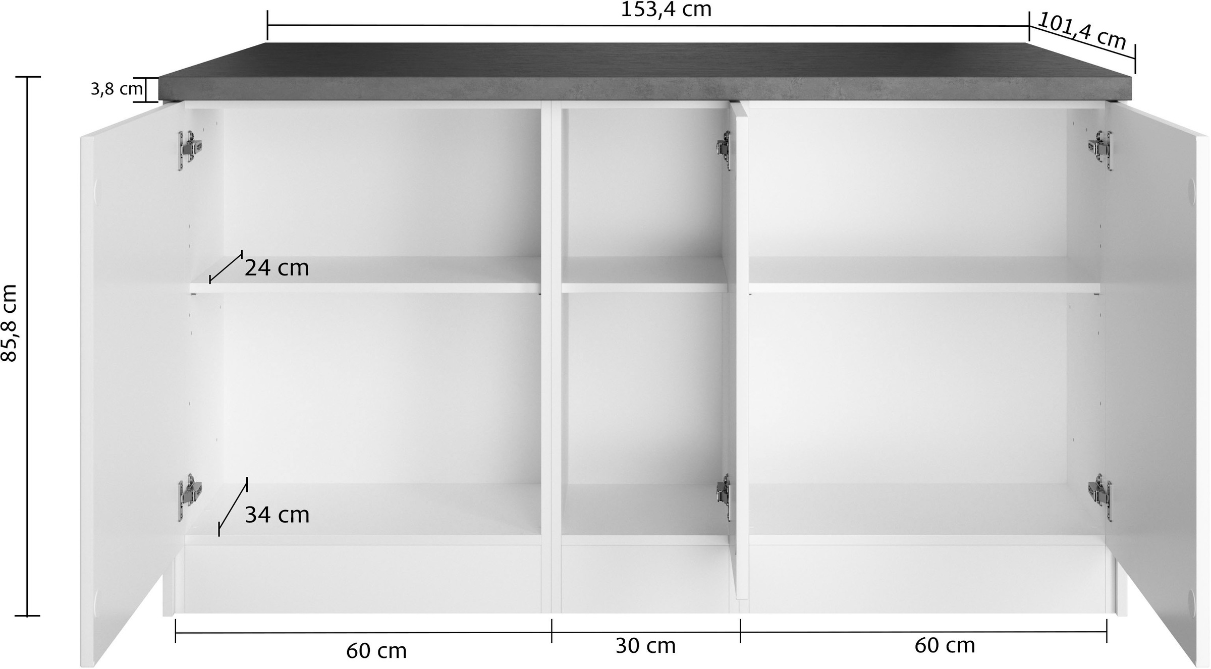 KOCHSTATION Kücheninsel »KS-Lani, Breite 153 cm, mit Flaschenregal«, MDF-Fronten, Arbeitsplatte 38mm stark