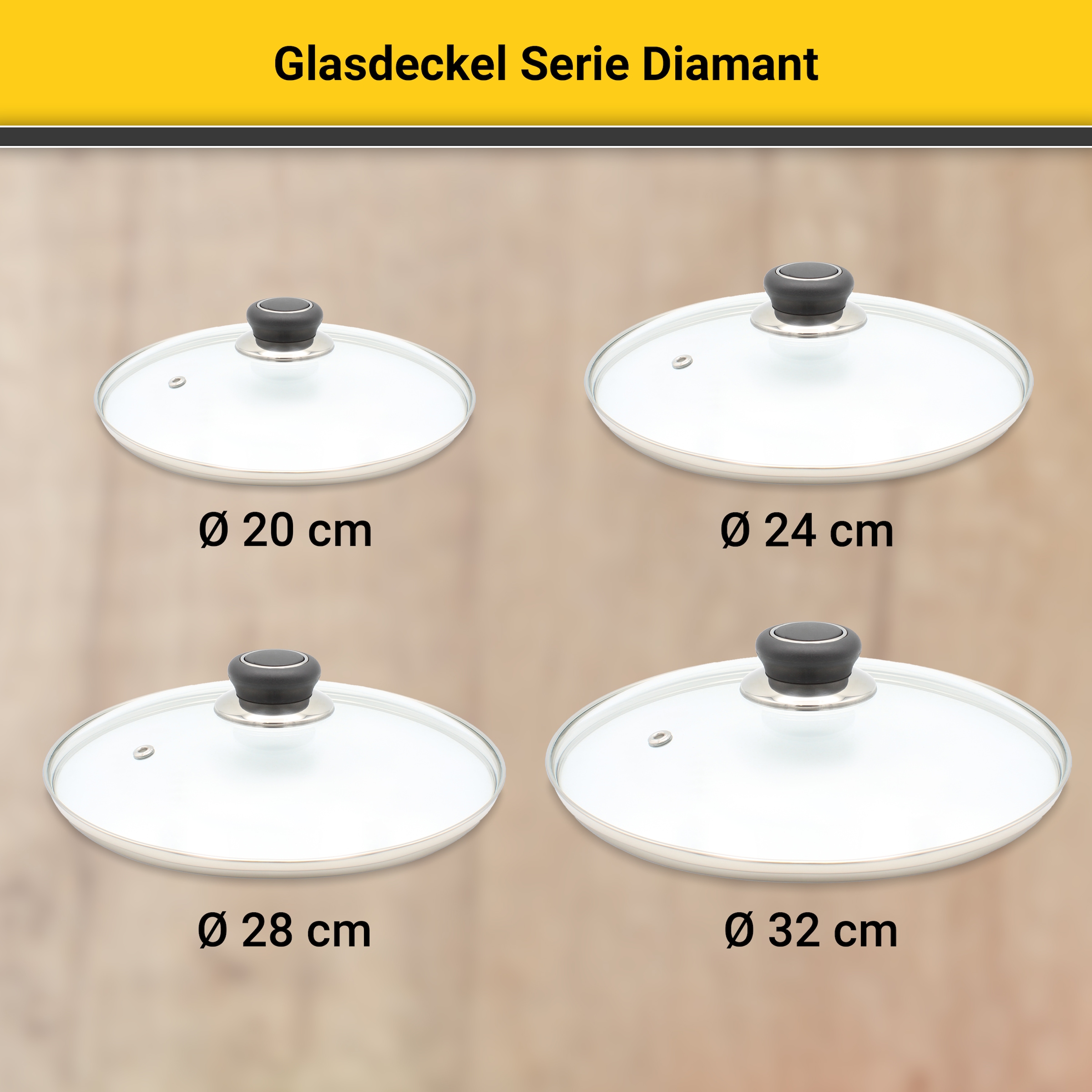 Krüger Deckel »Glasdeckel Diamant mit Kunststoffknopf« hitzebeständig bis 160°C und spülmaschinengeeignet