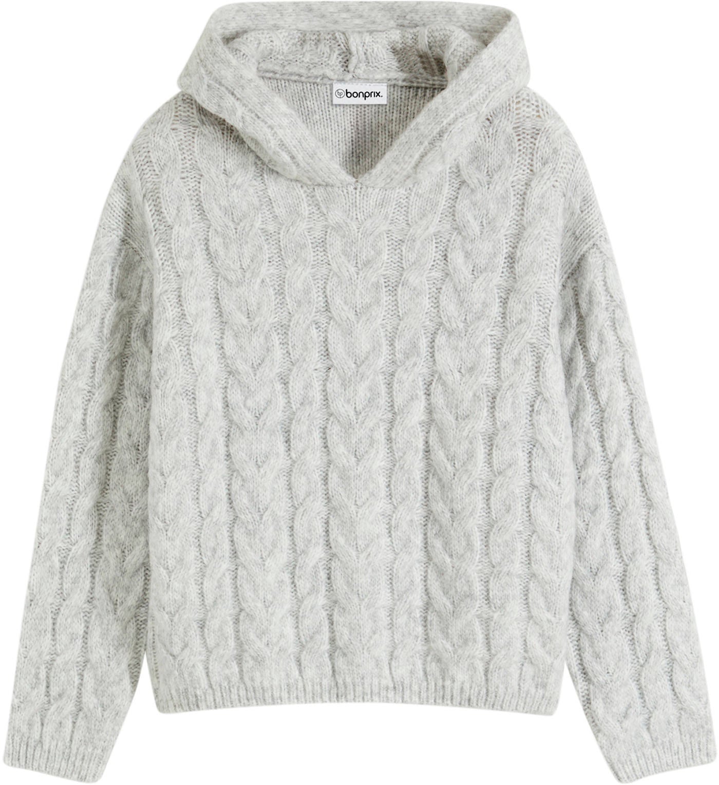 bonprix Strickpullover aus Polyester, Polyacryl, Polyamid und Wolle, mit Kapuze