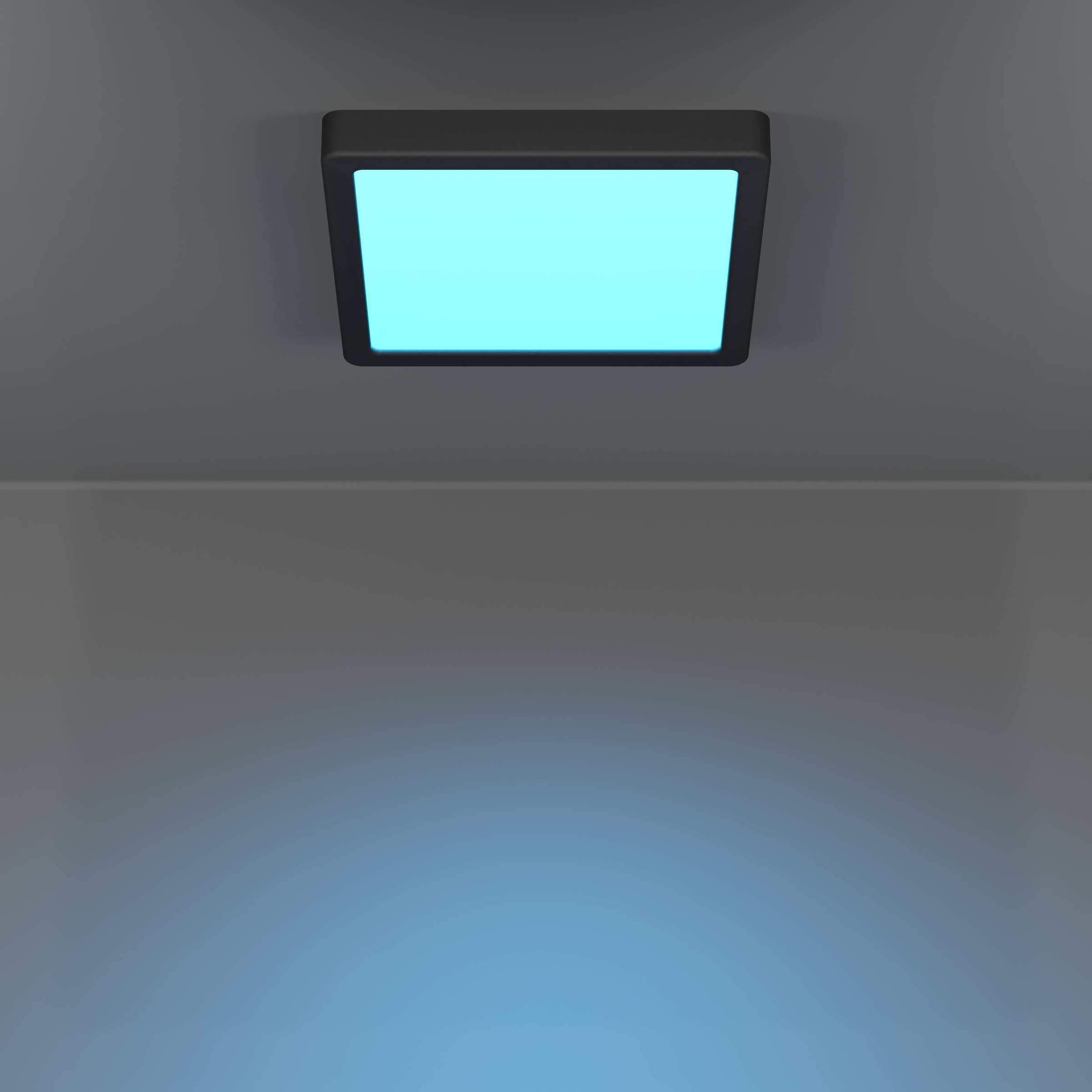 EGLO Aufbauleuchte »Fueva 6-Z Deckenlampe, ZigBee, App und Sprachsteuerung, Badlampe, IP44« LED-Modul 1 Stk. Kaltweiß | RGB Aufbauleuchte - L22 x B22 x H2,5 cm - schwarz - 10,5W inkl.