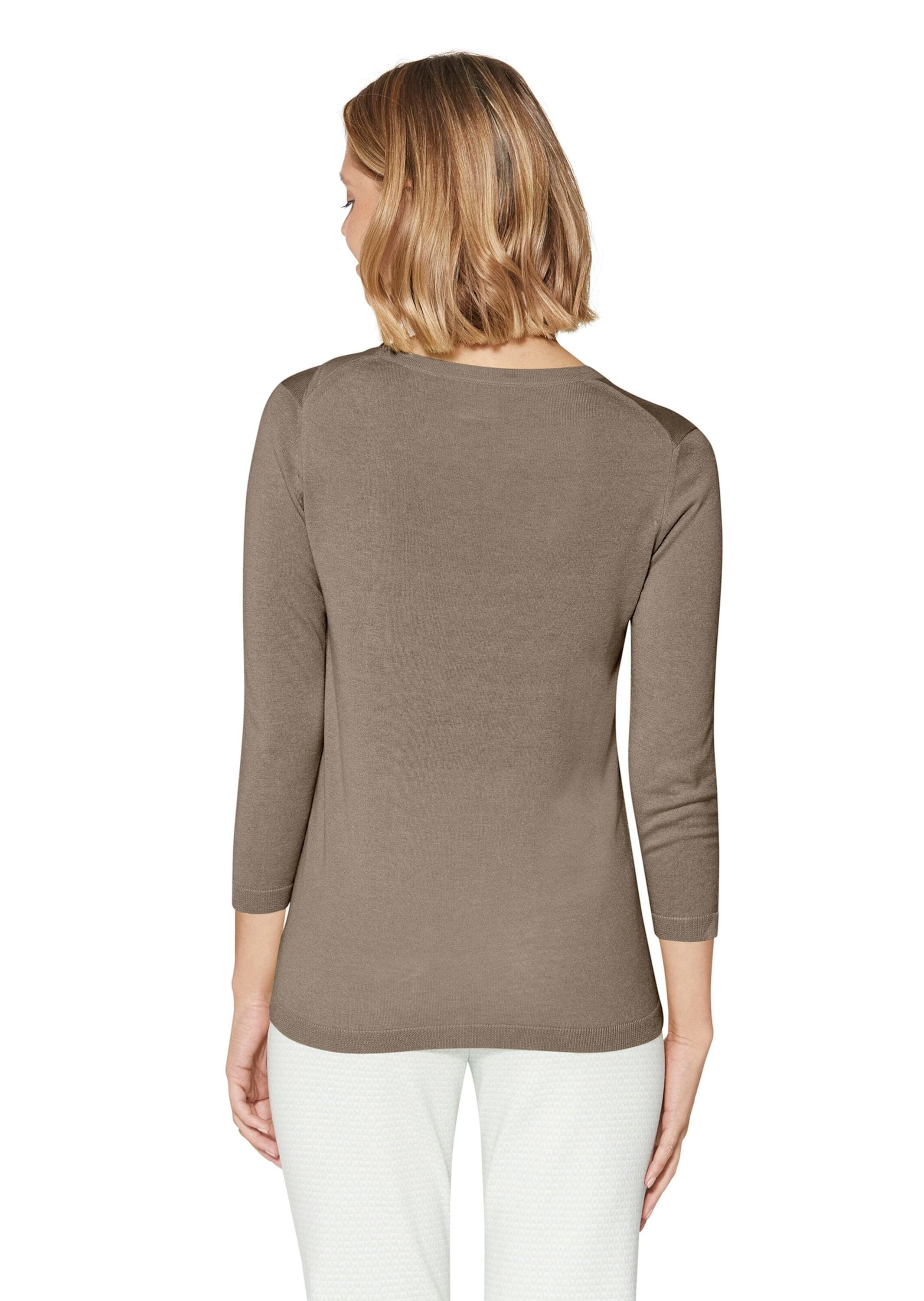 MADELEINE Longpullover »Pullover Feinstrick-Pullover mit 3/4-Ärmeln und Cut-out«