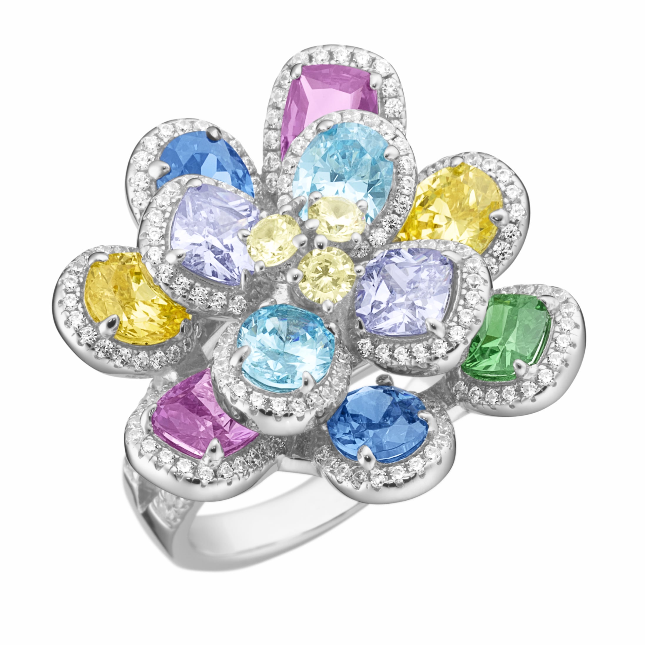 GIORGIO MARTELLO MILANO Silberring »Ring OTTO weißen Zirkonia, mit Blüte farbigen Silber bei 925« und