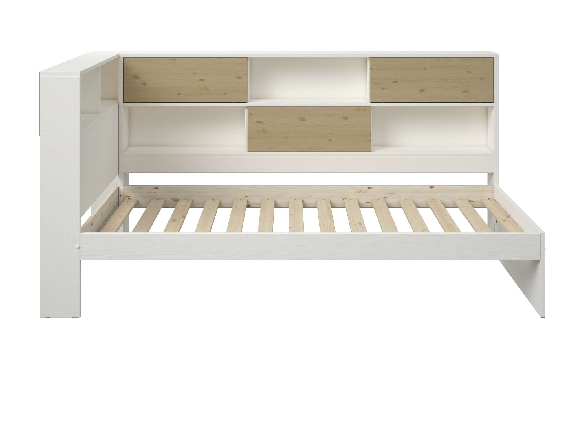 Home affaire Stauraumbett »Amance, Massivholz mit MDF, stabil und langlebig, viel Stauraum«, (Außenmaße B/T/H: 110,2/220,1/106,9 cm), FSC® zertifiziert, inklusive Lattenrost, Made in EU