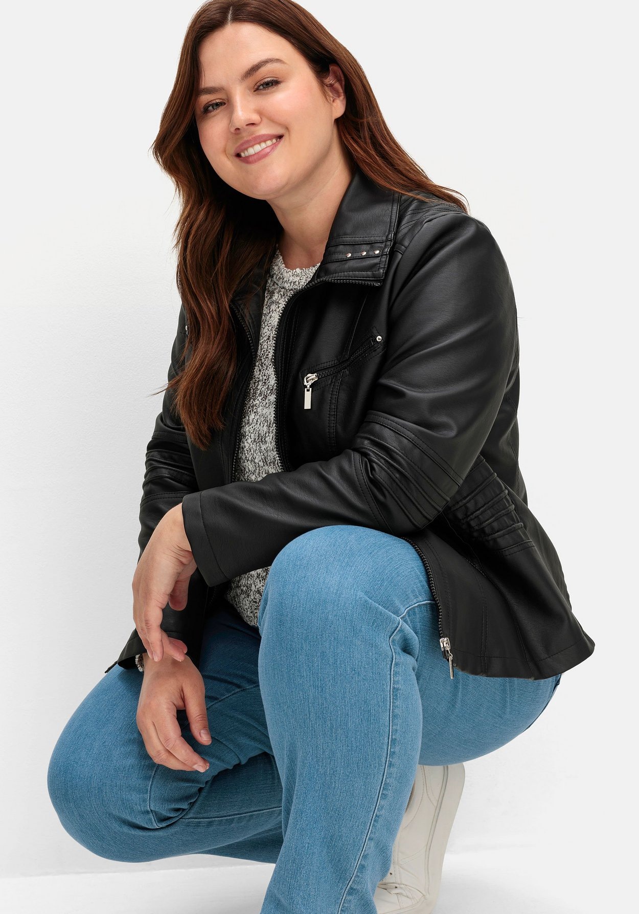 Sheego Lederimitatjacke »Bikerjacke im Bikerlook«
