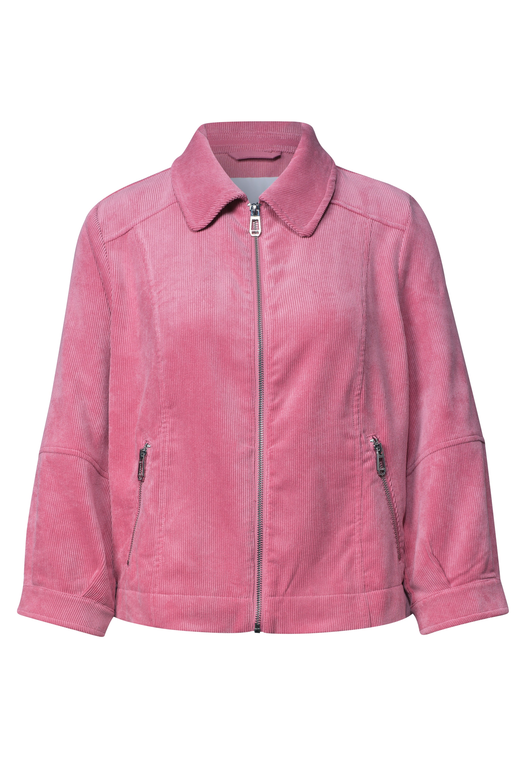 STREET ONE Cordjacke ohne Kapuze 3/4 Arm Cordjacke mit Hemdkragen