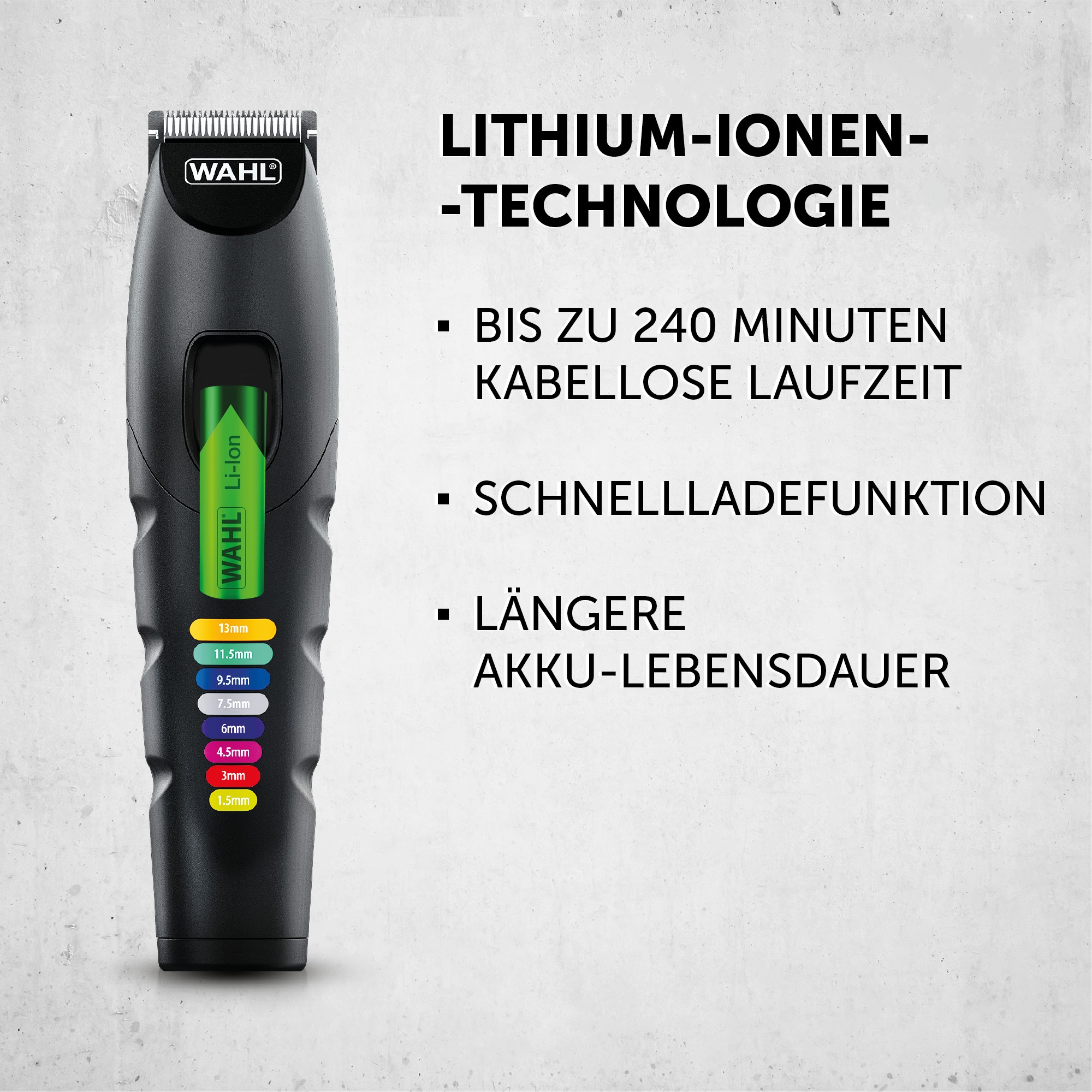 Wahl Multifunktionstrimmer »Color Trim Advanced«, 13 Aufsätze, Farbcodierte Aufsteckkämme, Lithium-Ionen-Technologie, USB Aufladung