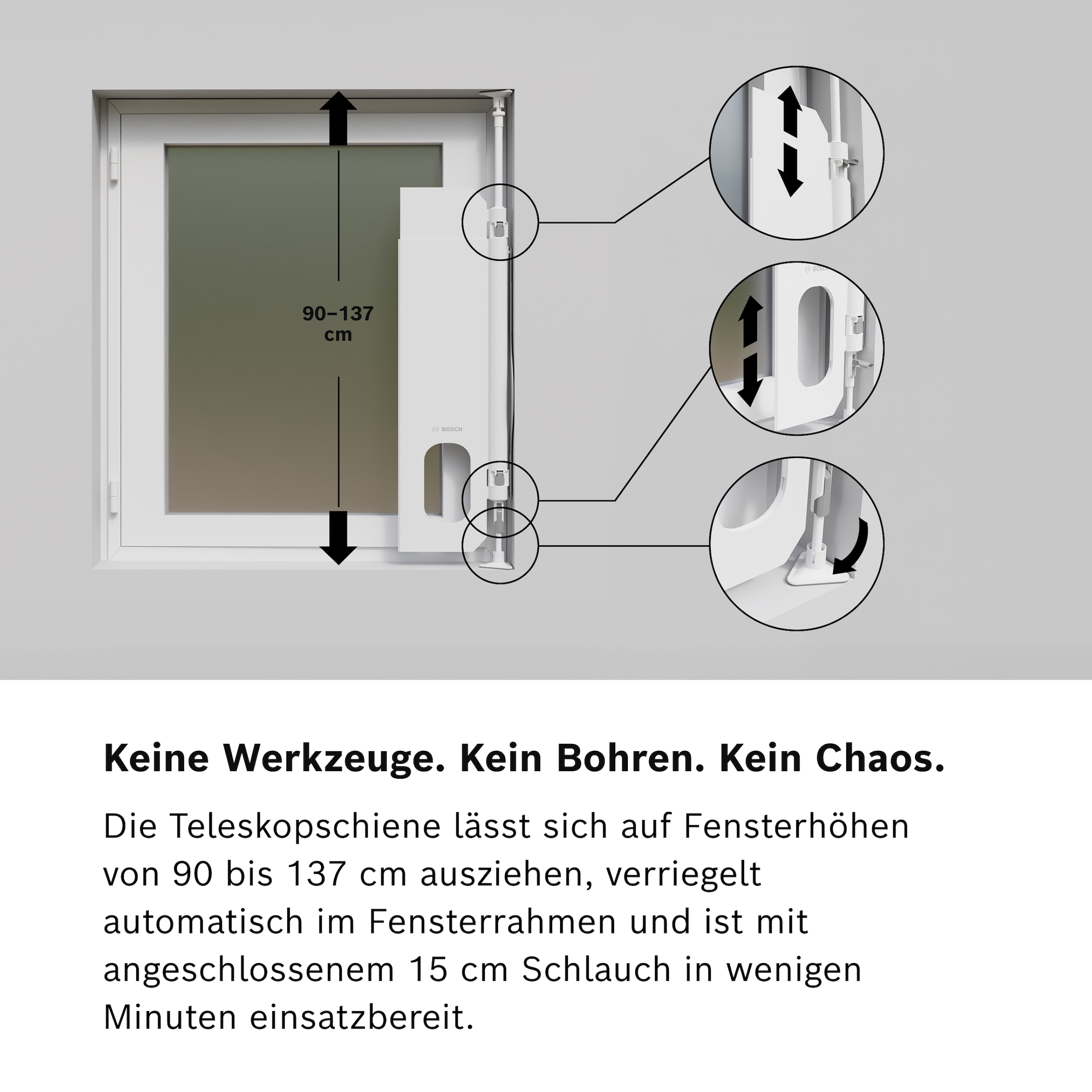 BOSCH Fenster-Set Erweiterung »Window Kit« Abdichtung zwischen Klimaanlage und Kipp-Fenster mit seitl. Scharnier