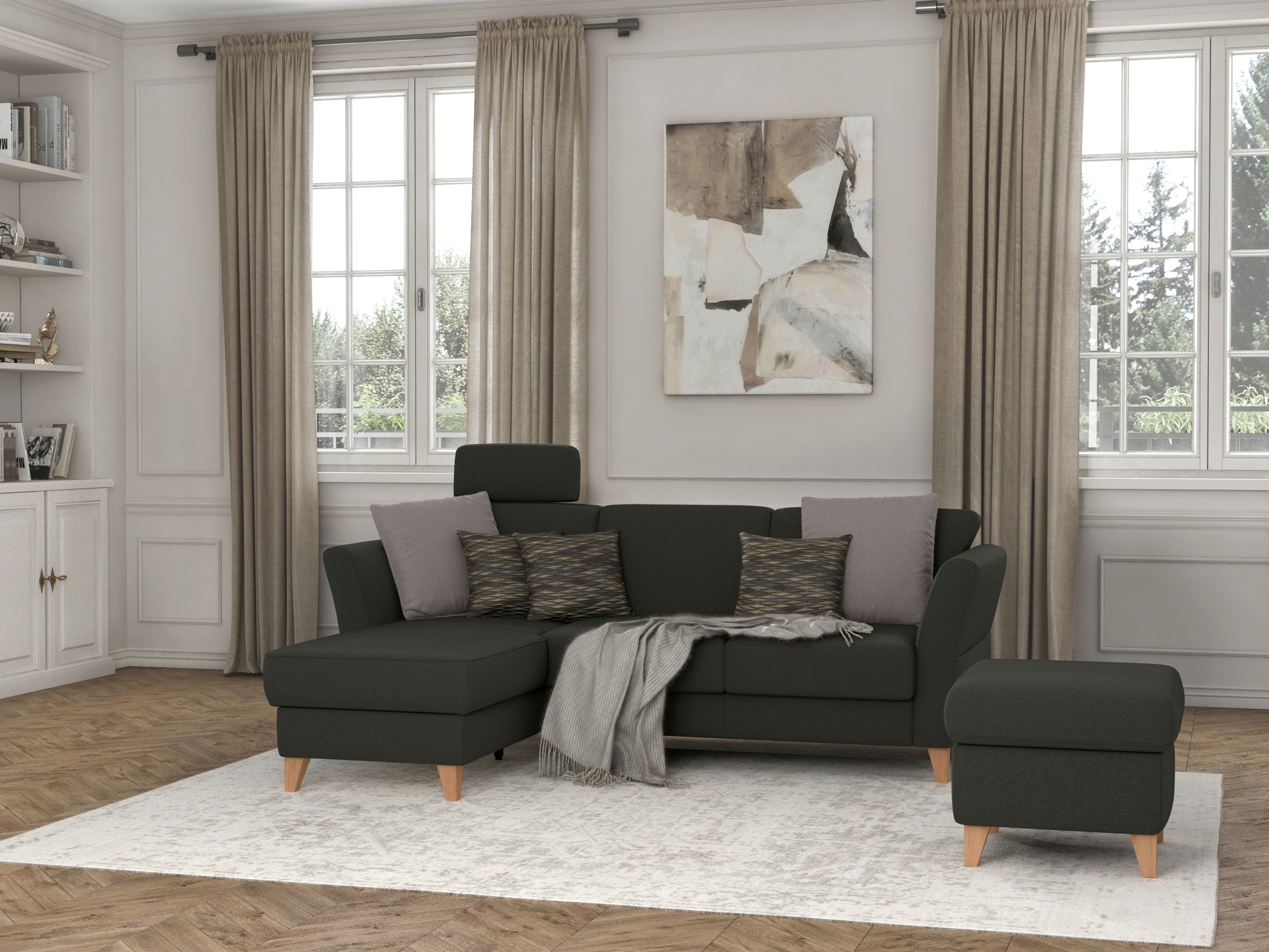 sit&more Ecksofa »Visby L-Form«, Wahlweise mit Bettfunktion und Bettkasten, frei im Raum stellbar