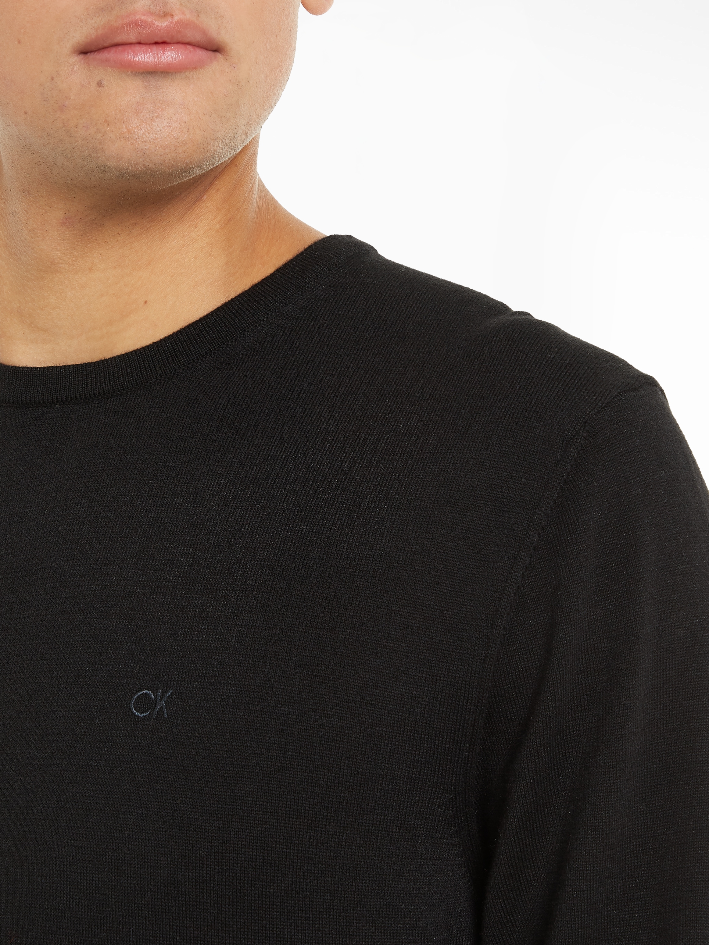 Calvin Klein Rundhalspullover »COTTON SILK BLEND CN SWEATER«, mit Logoprägung