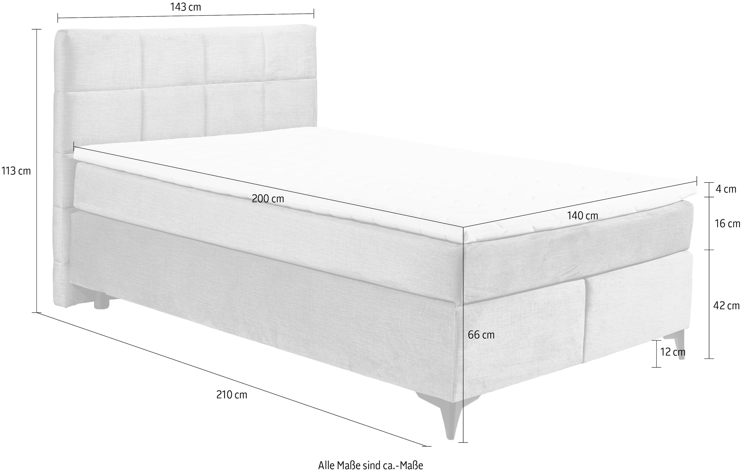 ED EXCITING DESIGN Boxspringbett »Navarra«, wahlweise mit Matratze