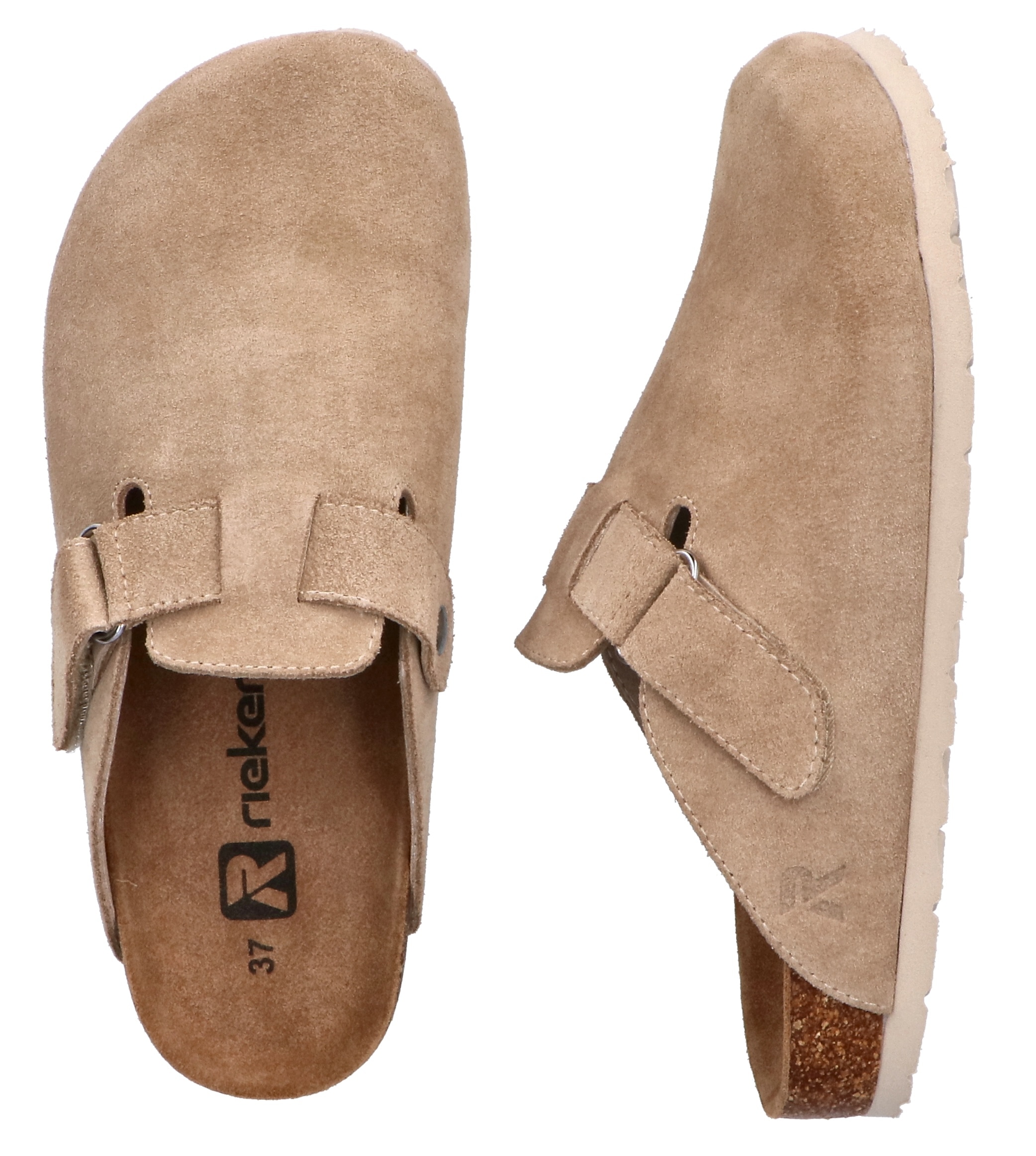 Rieker Clog  Pantolette, Hausschuh, Sommerschuh mit Klettriemchen
