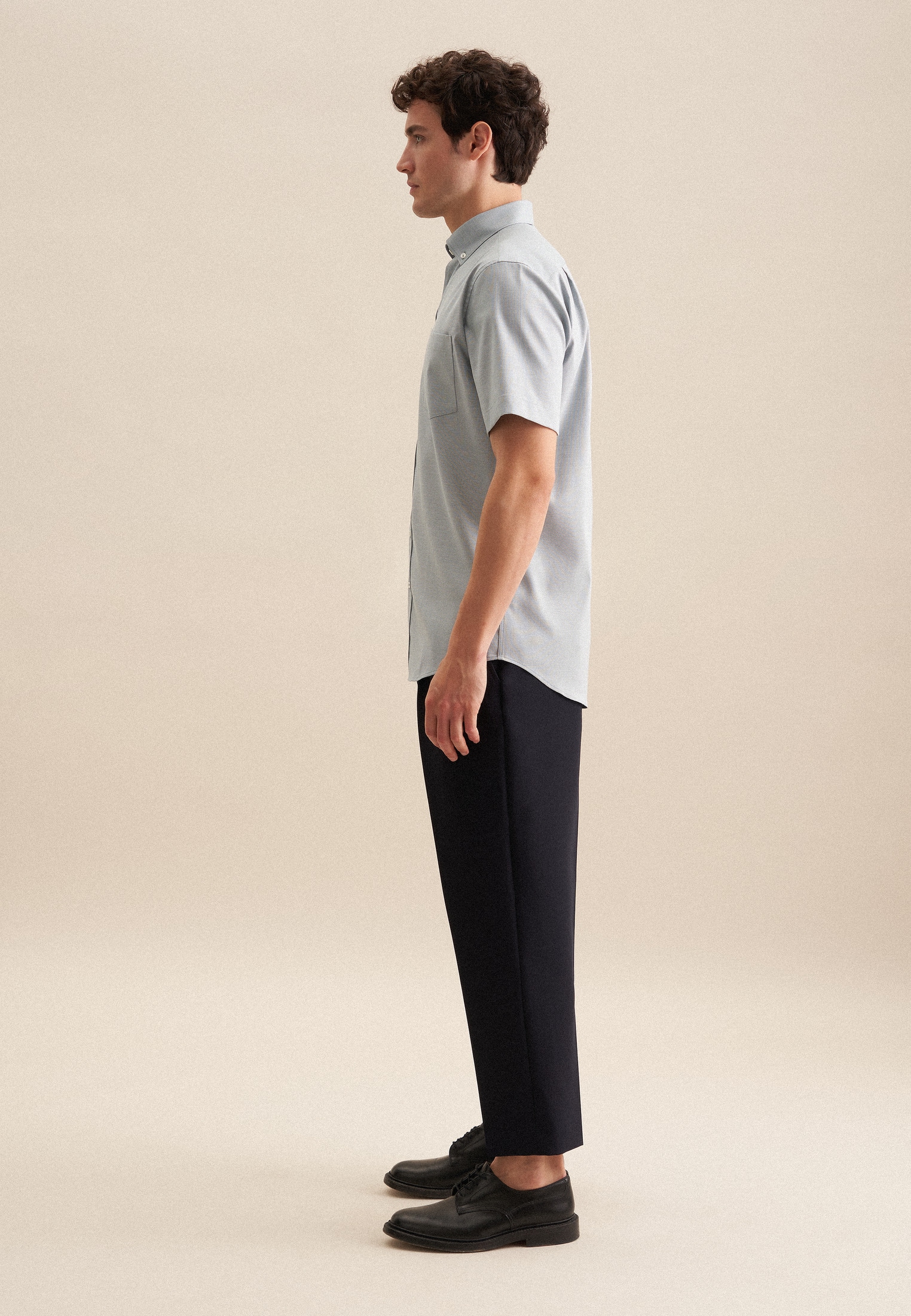 seidensticker Businesshemd »Comfort«, Comfort Kurzarm Button-Down-Kragen Struktur