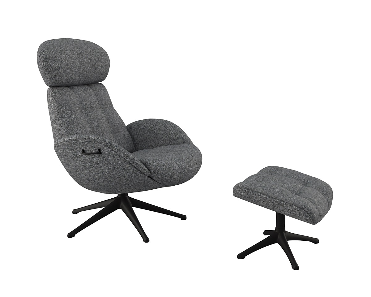 FLEXLUX Relaxsessel »Chester, Funktionssessel, Hoher Komfort, Scandi, Drehbar«, Premium Komfort, Rücken- und Kopfteilverstellung, Drehbar, Fuß Schwarz