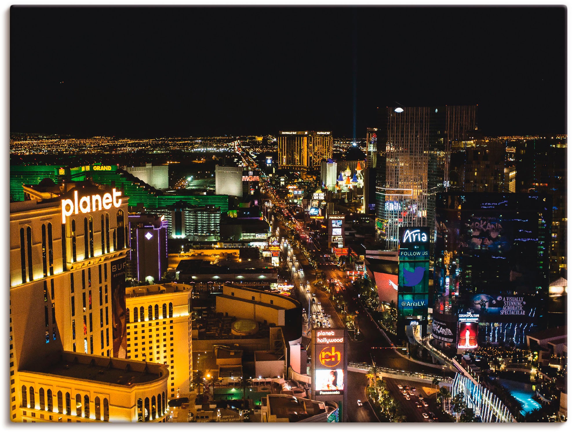 Artland Wandbild »Las Vegas bei Nacht«, Amerika, (1 St.), in vielen Größen & Produktarten -Leinwandbild, Poster, Wandaufkleber / Wandtattoo auch für Badezimmer geeignet