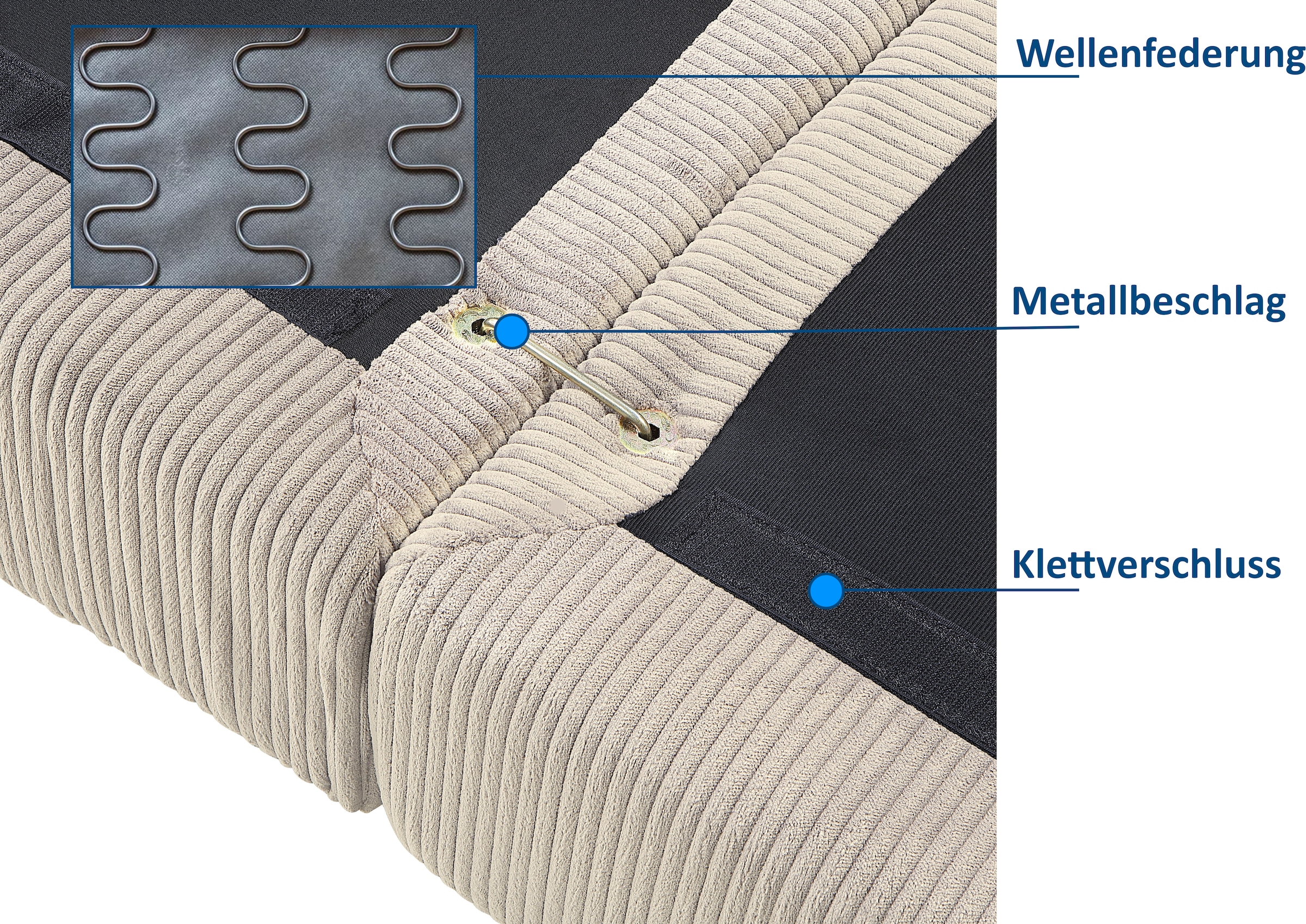 RAUM.ID 4-Sitzer »Bennid, XXL-Modulsofa mit vielen individuellen Stellmöglichkeiten« inklusive 2 großen & 2 kleinen Zierkissen im flauschigen Cord