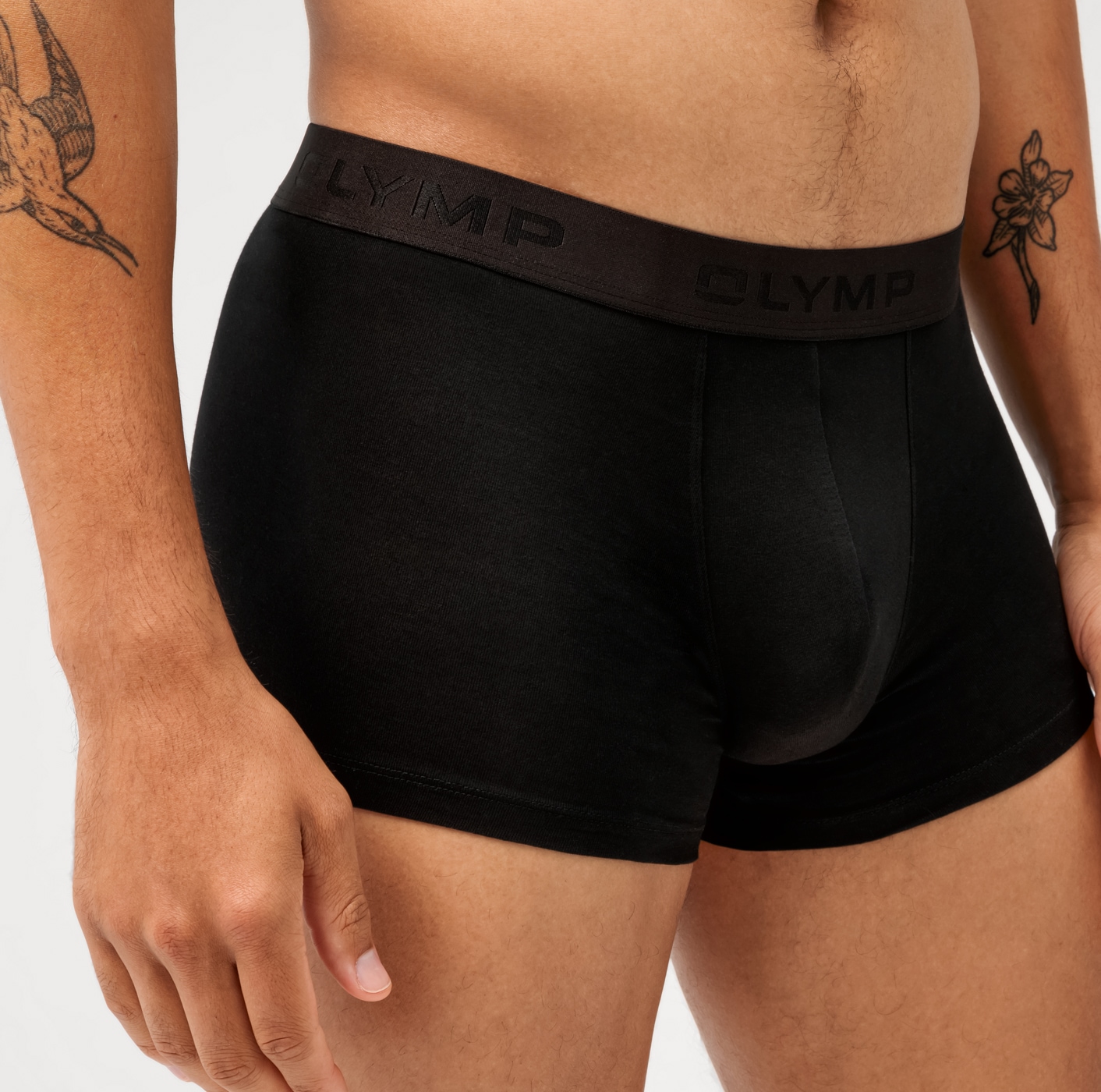 OLYMP Boxershorts, (Packung, 3 St., 3er), mit Ton-in-Ton Markenlogo