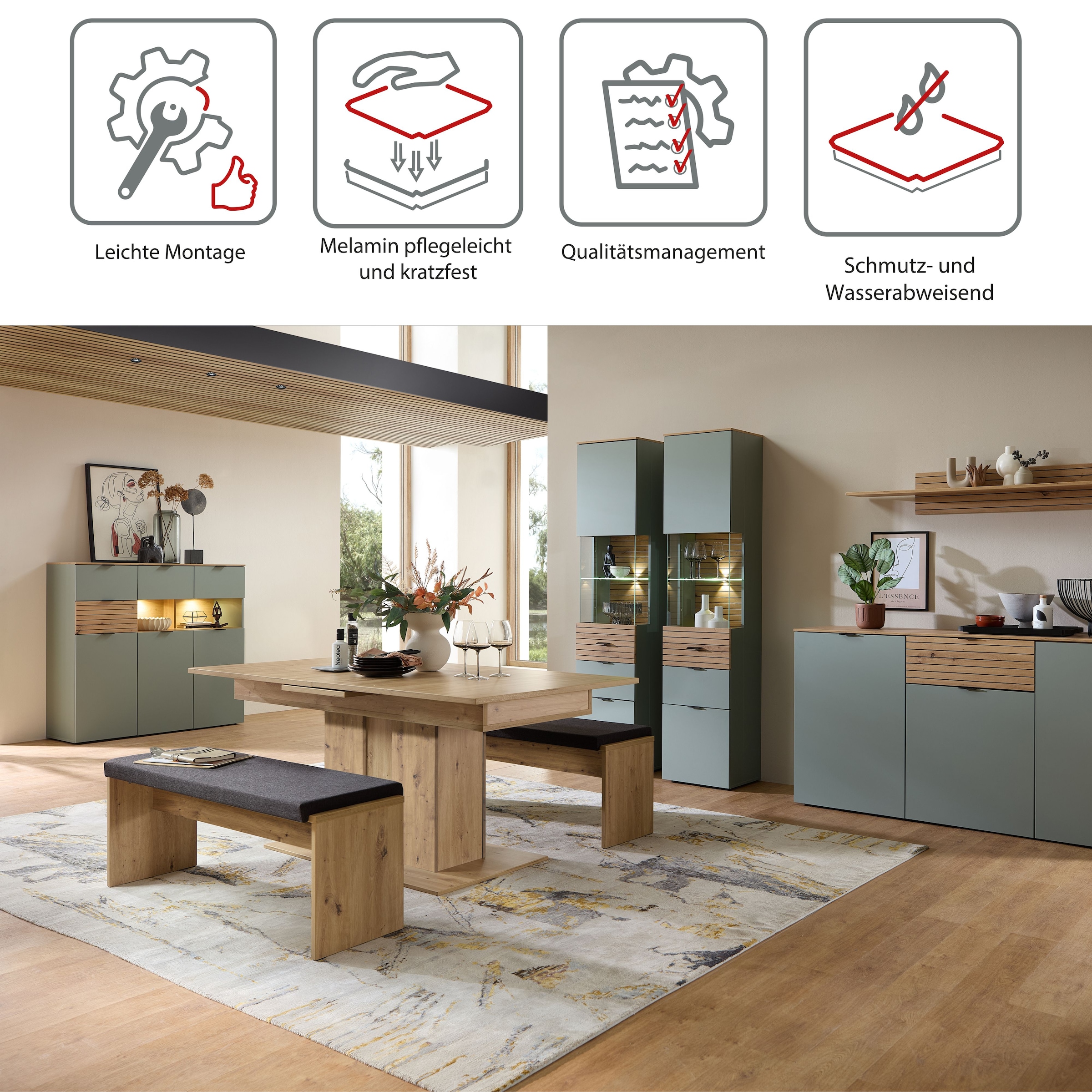 Innostyle Essbank »INA Sitzbank, 126 x 49 x 40 cm (B/H/T)« 1 Stk. tlg. inkl. Sitzkissen