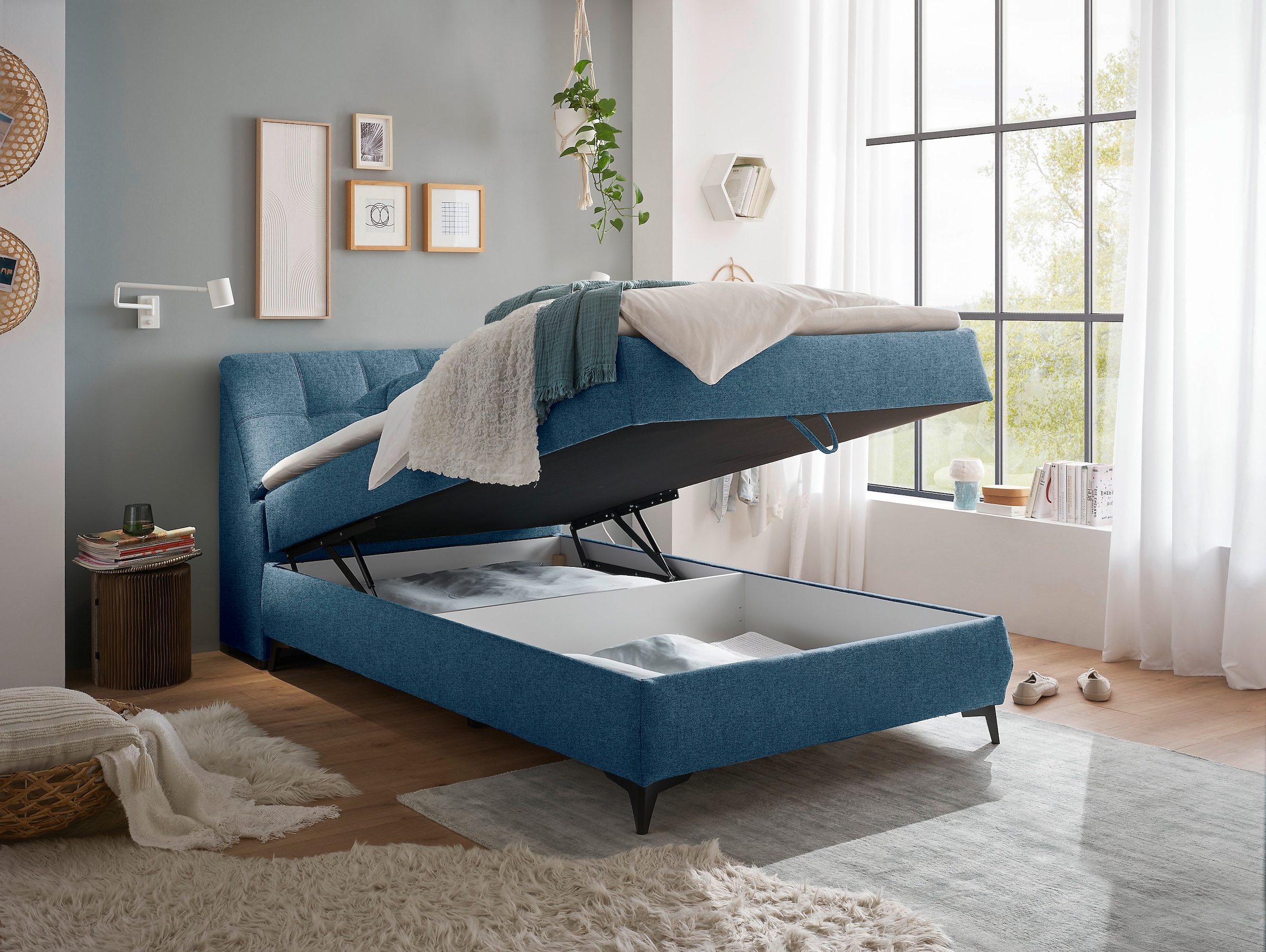 ED EXCITING DESIGN Boxbett »Atlantis« mit Bettkasten und Stauraum im Kopfteil