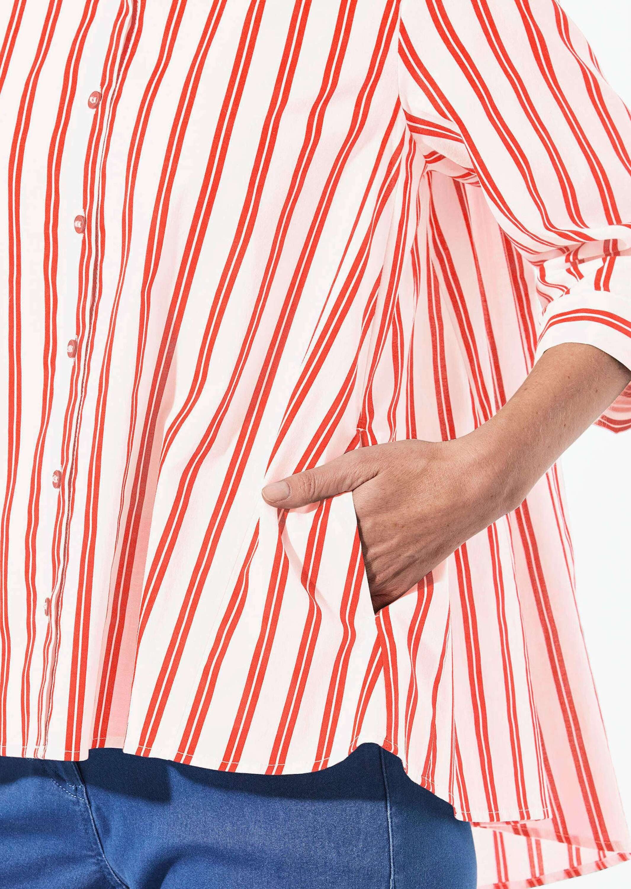 GOLDNER Kurzarmbluse »Kurzgröße Schlichte Baumwoll-Bluse mit 3/4-Arm«