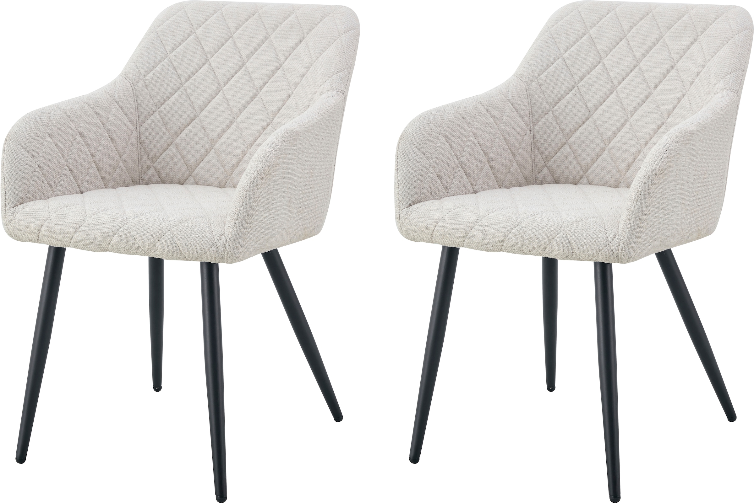 Home affaire Esszimmerstuhl »SUDBURRY, 2er Set, mit Metallgestell in matt schwarz« (Set) 2 Stk.in verschiedenen Farben, Belsatbarkeit pro Stuhl 120 kg, mit Armlehne