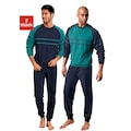 le jogger® Pyjama, (Packung, 4 tlg., 2 Stück), in langer Form mit aufgesetzten Streifen